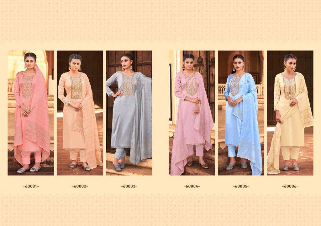 ELIZA BY SELTOS 60001 TO 60006 SERIES BEAUTIFUL SUITS COLORFUL STYLISH FANCY CASUAL WEAR & ETHNIC WEAR PURE COTTON SILK DRESSES AT WHOLESALE PRICE