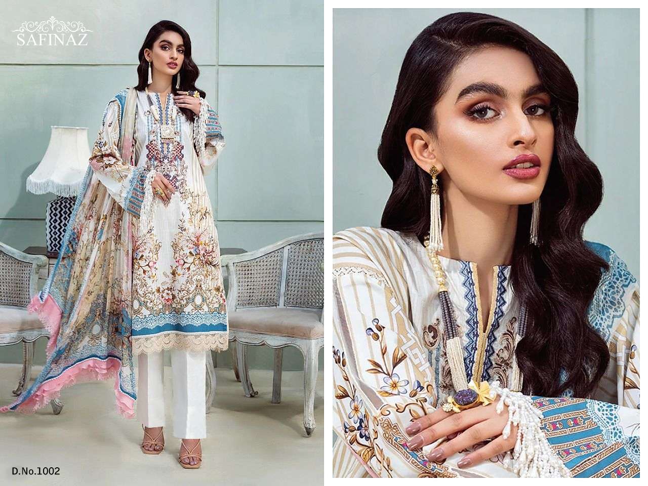 FIRDOUS VOL-6 BY SAFINAZ 1001 TO 1004 SERIES BEAUTIFUL PAKISTANI SUITS STYLISH FANCY COLORFUL PARTY WEAR & OCCASIONAL WEAR PURE LAWN COTTON WITH EMBROIDERY DRESSES AT WHOLESALE PRICE