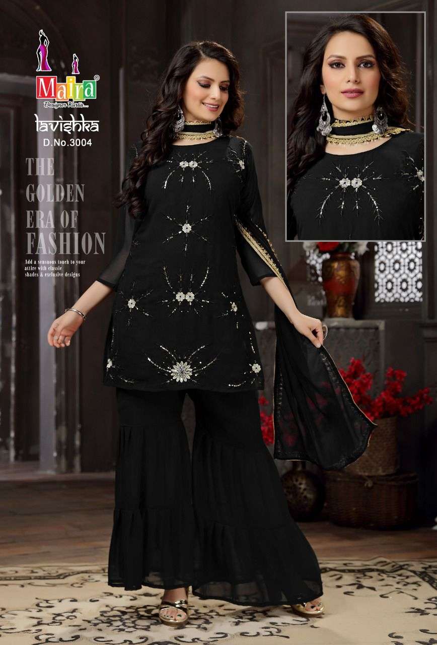 LAVISHKA VOL-3 BY MAIRA 3001 TO 3006 SERIES BEAUTIFUL SHARARA SUITS COLORFUL STYLISH FANCY CASUAL WEAR & ETHNIC WEAR HEAVY BLOOMING GEORGETTE DRESSES AT WHOLESALE PRICE