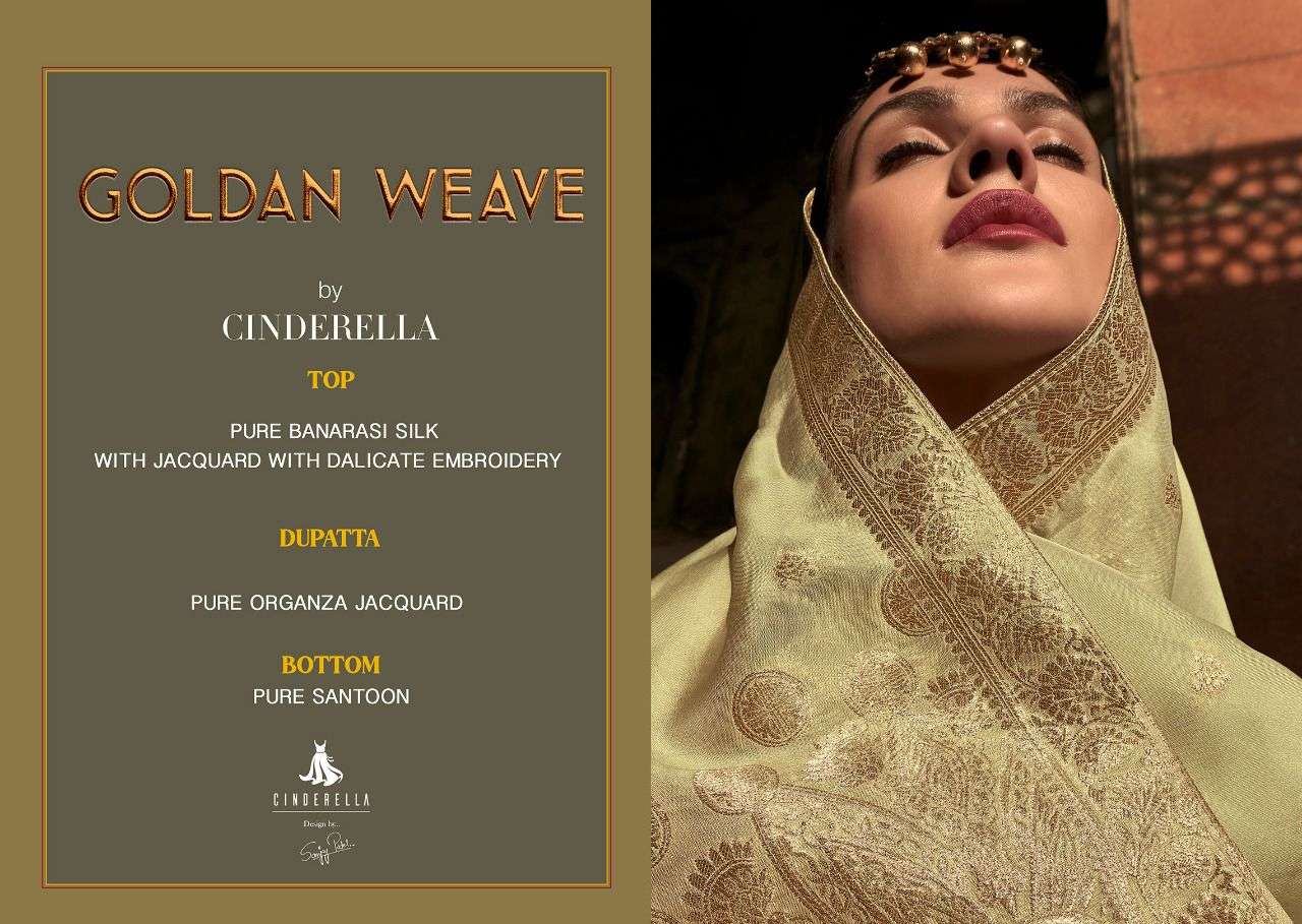 GOLDEN WEAVE BY CINDERELLA 10069 TO 10074 SERIES BEAUTIFUL SUITS STYLISH FANCY COLORFUL PARTY WEAR & OCCASIONAL WEAR PURE BANARASI SILK DRESSES AT WHOLESALE PRICE