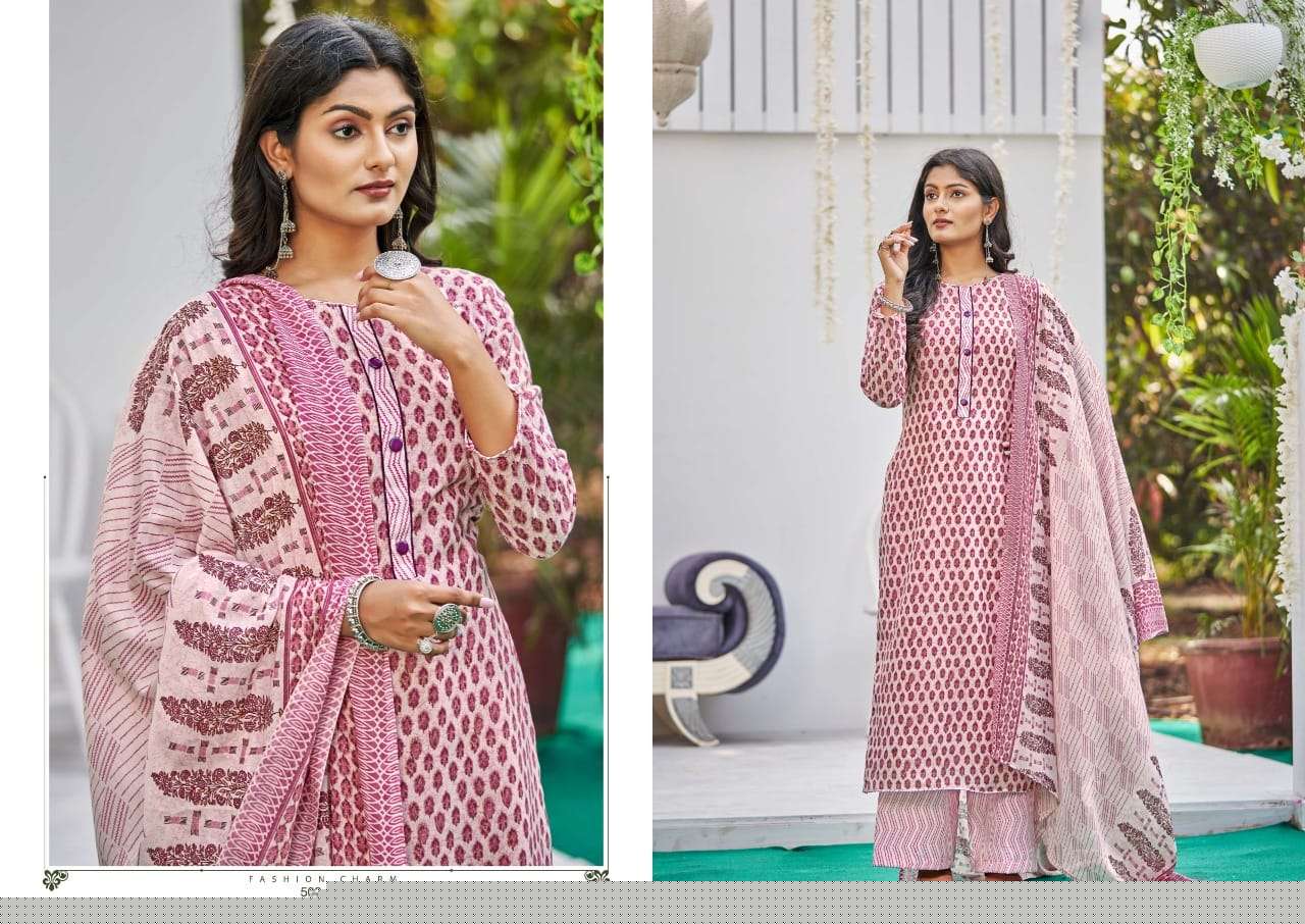 KIARA BY ADEEVA TRENDZ 502-001 TO 502-010 SERIES BEAUTIFUL SUITS COLORFUL STYLISH FANCY CASUAL WEAR & ETHNIC WEAR PURE COTTON PRINT DRESSES AT WHOLESALE PRICE