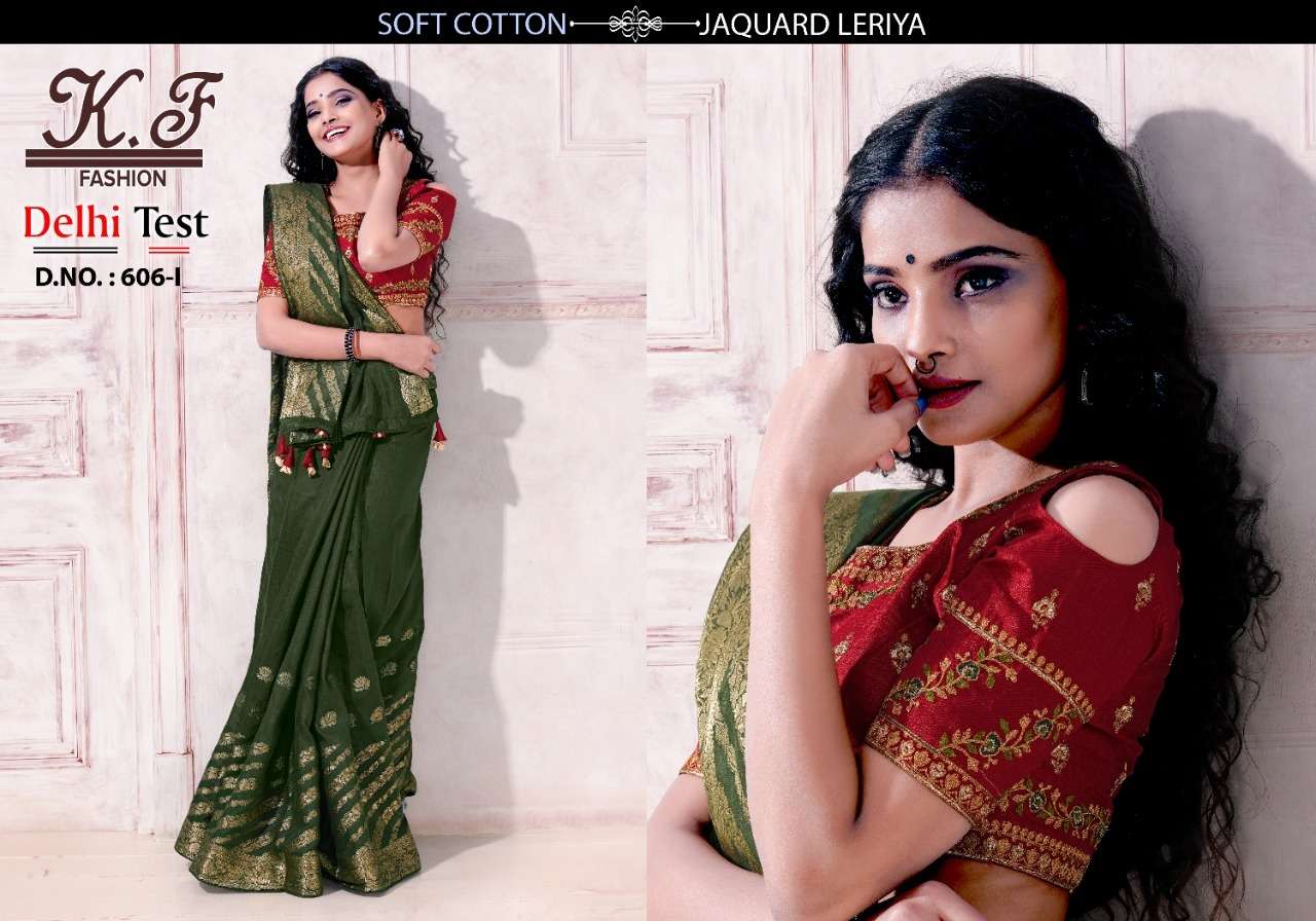 DELHI TEST BY KF FASHION 606-A TO 606-J SERIES INDIAN TRADITIONAL WEAR COLLECTION BEAUTIFUL STYLISH FANCY COLORFUL PARTY WEAR & OCCASIONAL WEAR FANCY SAREES AT WHOLESALE PRICE