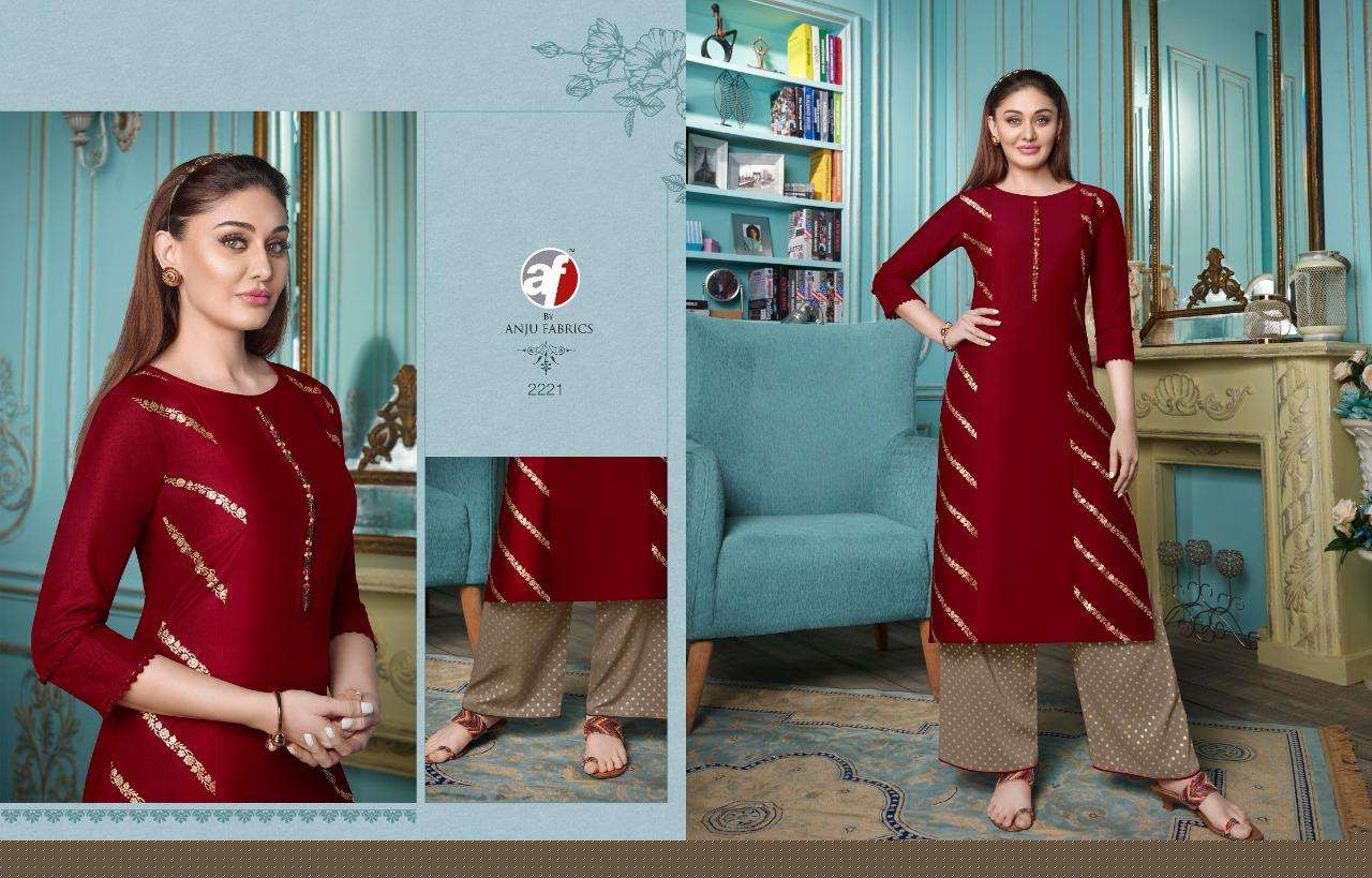 Zoya Vol-5 By Anju Fabrics 2221 To 2228 Series Designer Stylish Fancy Colorful Beautiful Party Wear & Ethnic Wear Collection Bemberg Silk Kurtis With Bottom At Wholesale Price