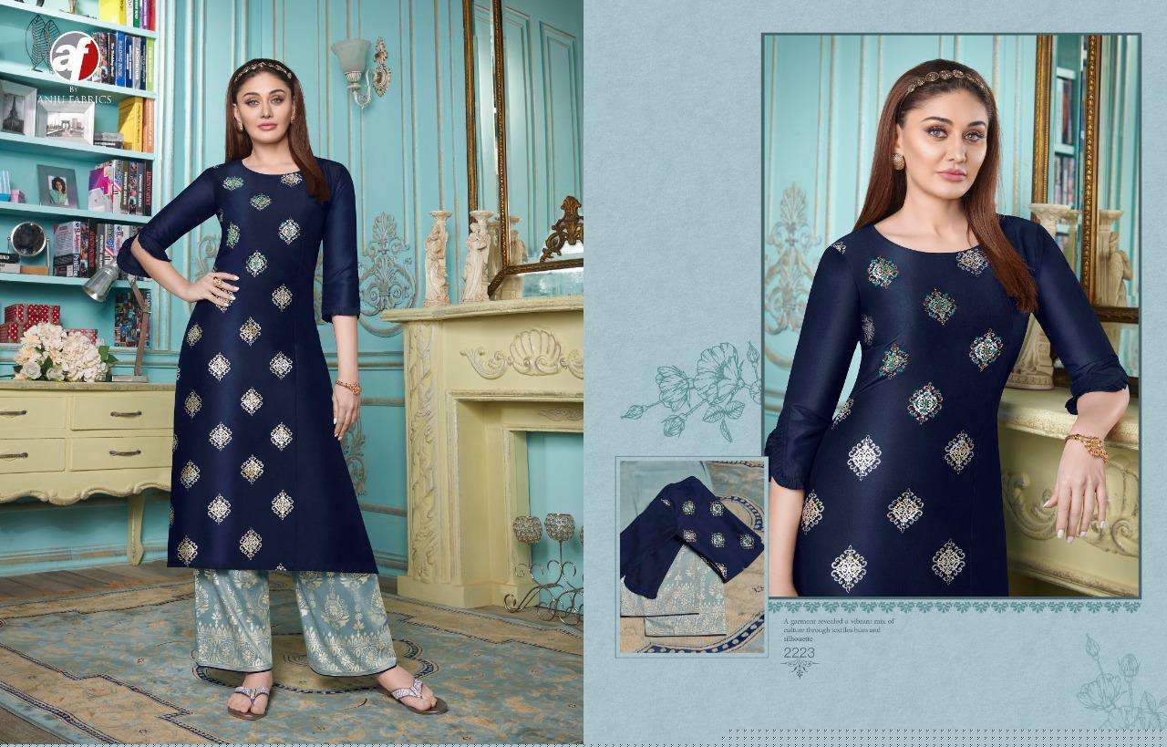 Zoya Vol-5 By Anju Fabrics 2221 To 2228 Series Designer Stylish Fancy Colorful Beautiful Party Wear & Ethnic Wear Collection Bemberg Silk Kurtis With Bottom At Wholesale Price