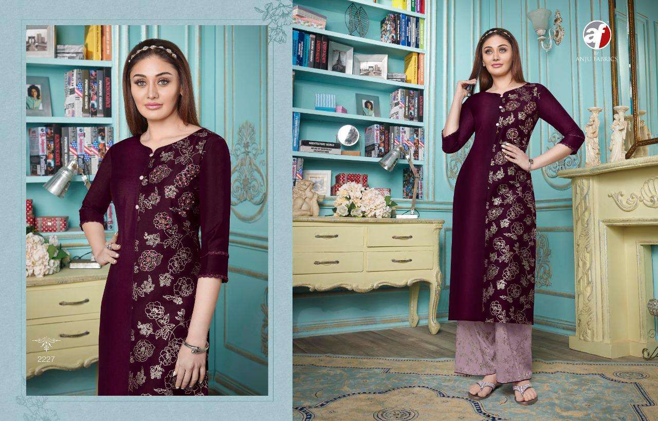 Zoya Vol-5 By Anju Fabrics 2221 To 2228 Series Designer Stylish Fancy Colorful Beautiful Party Wear & Ethnic Wear Collection Bemberg Silk Kurtis With Bottom At Wholesale Price