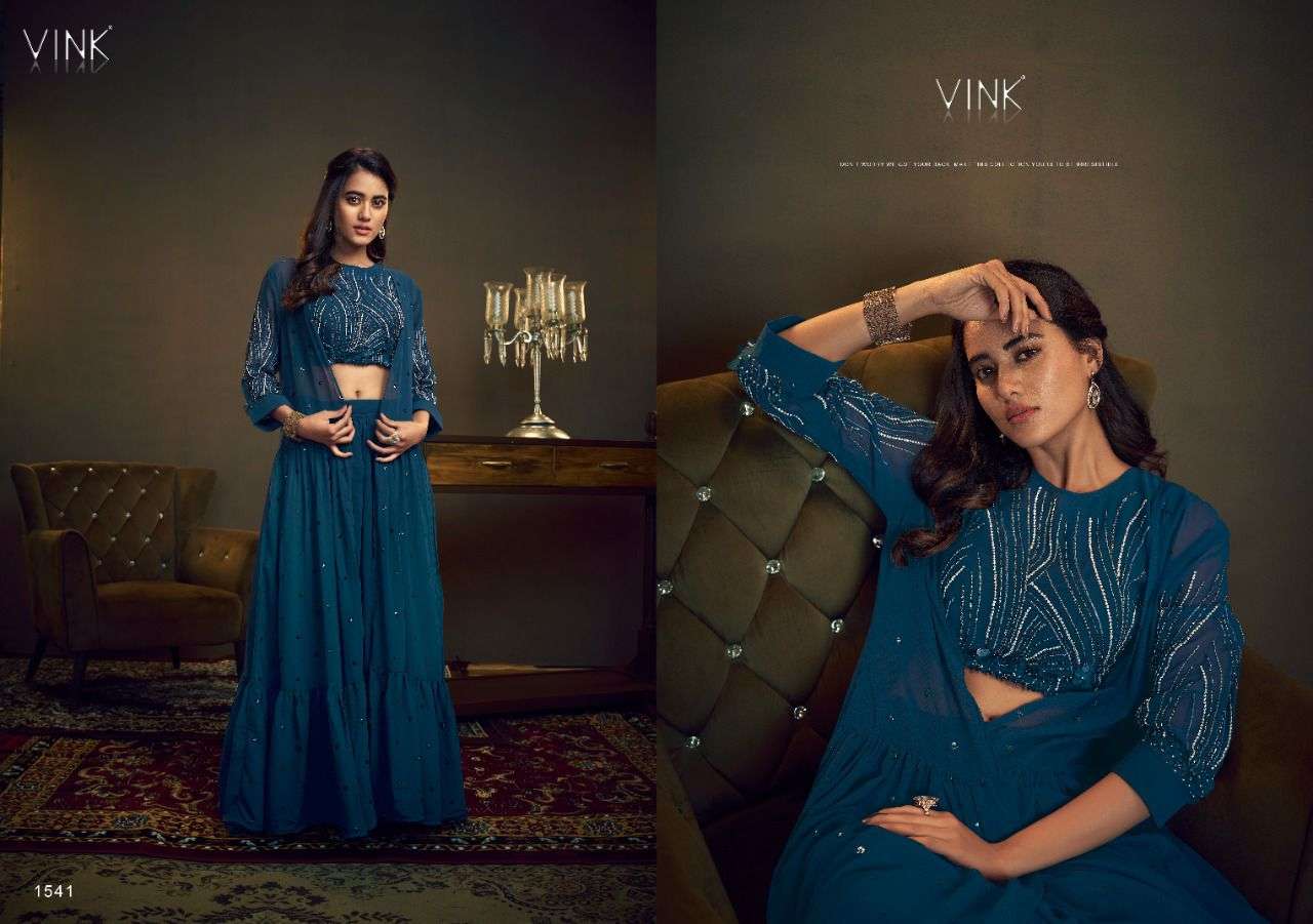COCKTAIL BY VINK 1541 TO 1545 SERIES DESIGNER STYLISH FANCY COLORFUL BEAUTIFUL PARTY WEAR & ETHNIC WEAR COLLECTION GEORGETTE TOPS WITH BOTTOM AT WHOLESALE PRICE