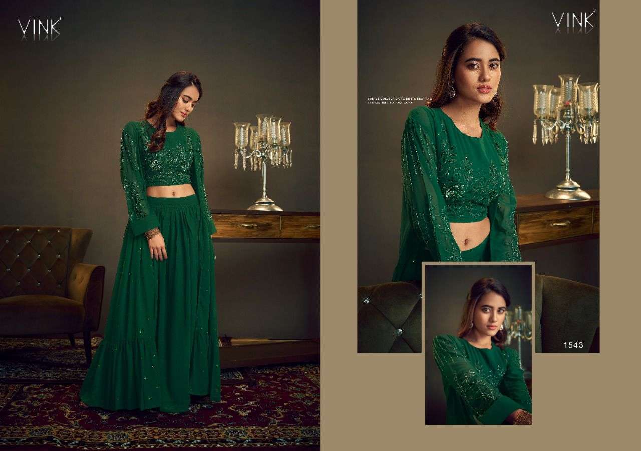 COCKTAIL BY VINK 1541 TO 1545 SERIES DESIGNER STYLISH FANCY COLORFUL BEAUTIFUL PARTY WEAR & ETHNIC WEAR COLLECTION GEORGETTE TOPS WITH BOTTOM AT WHOLESALE PRICE