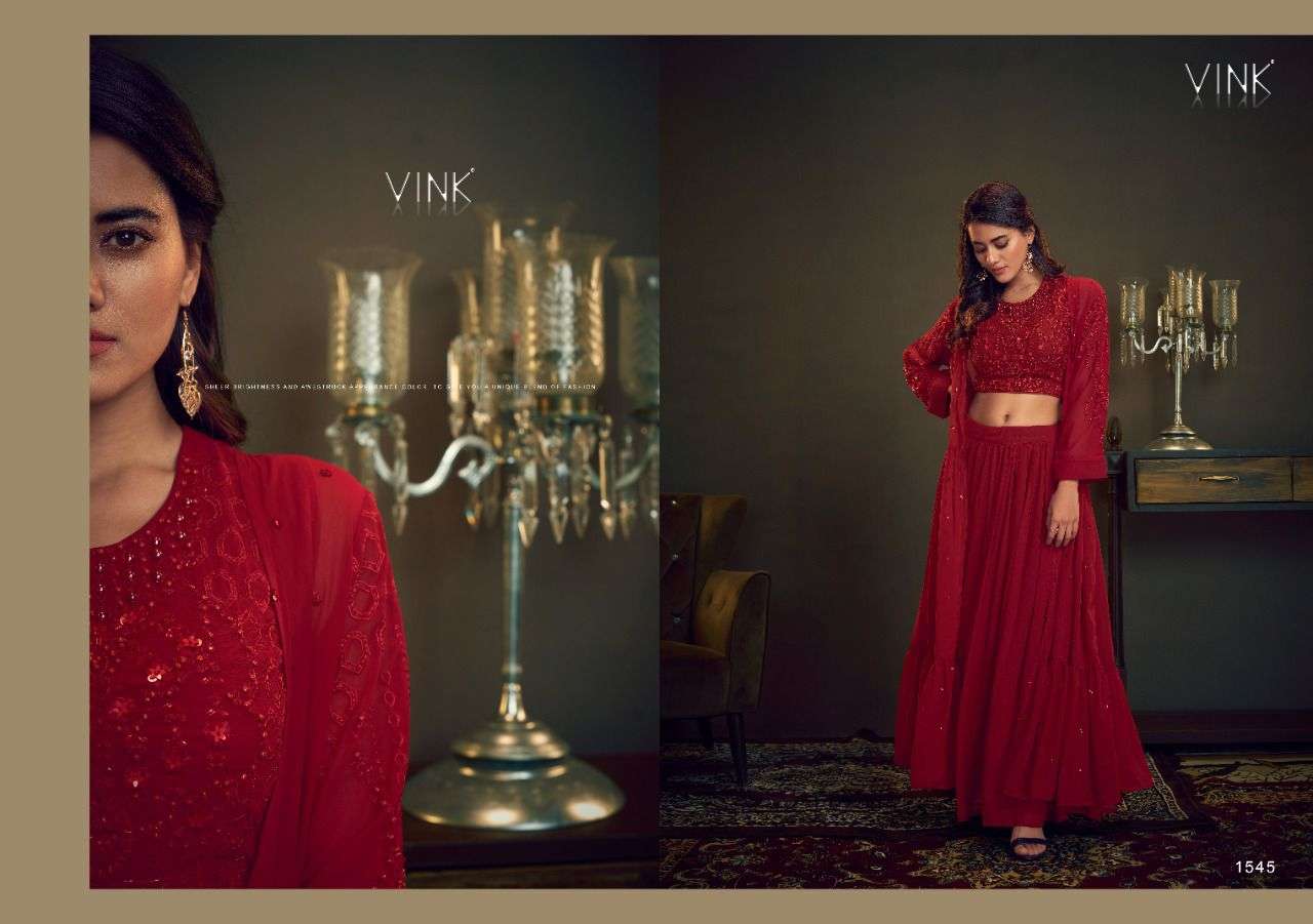COCKTAIL BY VINK 1541 TO 1545 SERIES DESIGNER STYLISH FANCY COLORFUL BEAUTIFUL PARTY WEAR & ETHNIC WEAR COLLECTION GEORGETTE TOPS WITH BOTTOM AT WHOLESALE PRICE