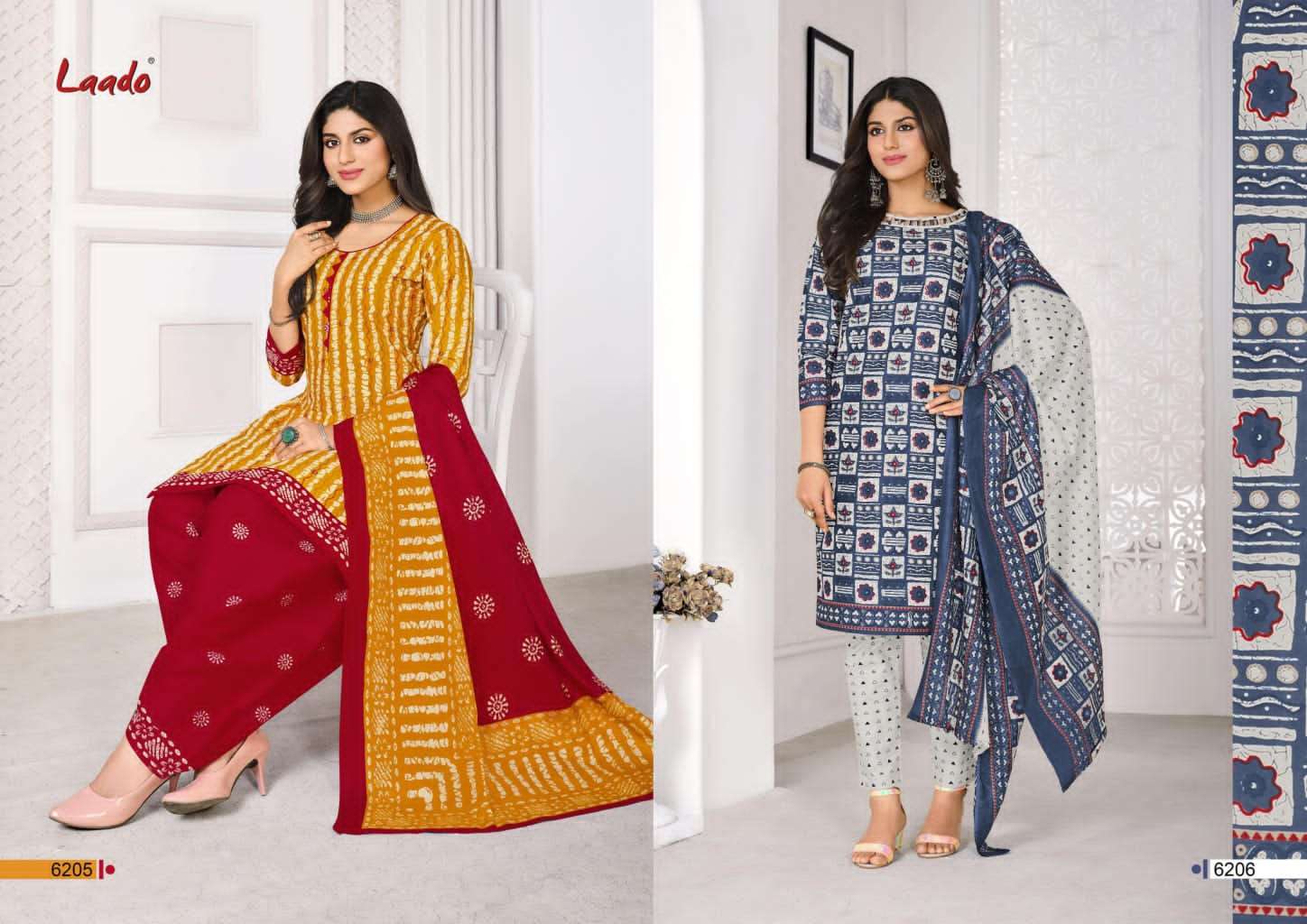 LAADO VOL-62 BY LAADO 6201 TO 6220 SERIES BEAUTIFUL SUITS STYLISH FANCY COLORFUL PARTY WEAR & OCCASIONAL WEAR PURE COTTON PRINTED DRESSES AT WHOLESALE PRICE