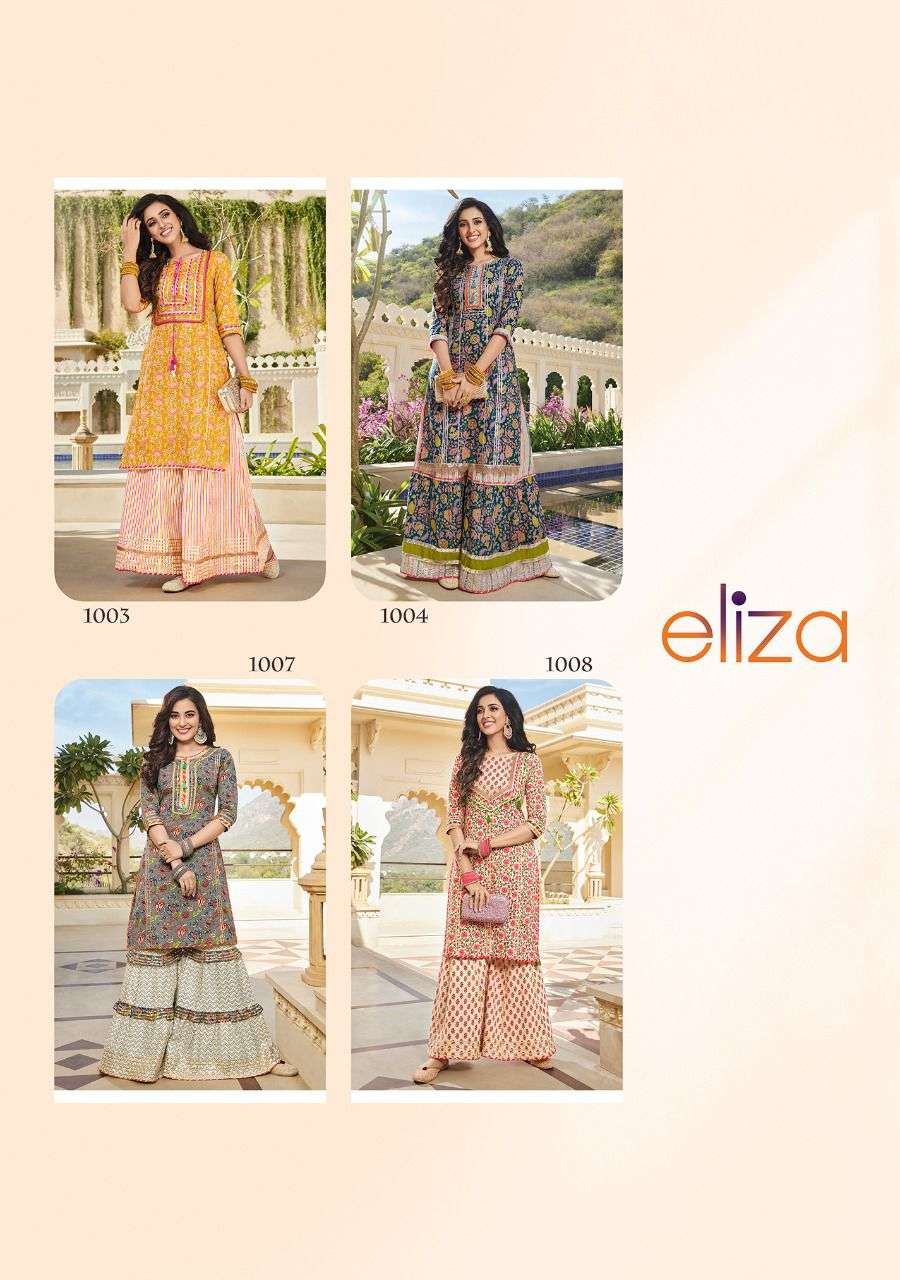ELIZA BY KAJAL STYLE 1001 TO 1008 SERIES DESIGNER STYLISH FANCY COLORFUL BEAUTIFUL PARTY WEAR & ETHNIC WEAR COLLECTION HEAVY COTTON KURTIS WITH BOTTOM AT WHOLESALE PRICE