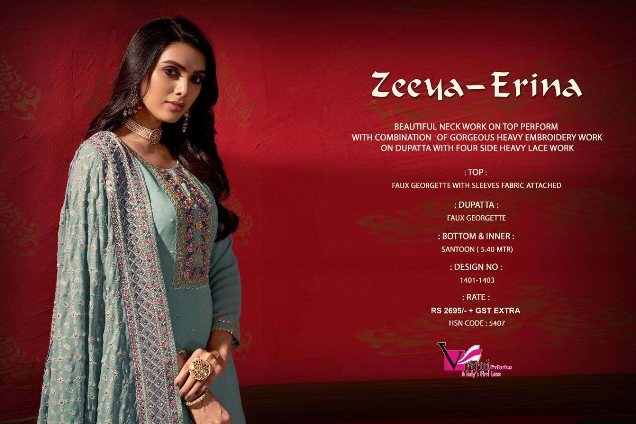Zeeya Erina By Varni Fabrics 1401 To 1403 Series Suits Beautiful Fancy Colorful Stylish Party Wear & Occasional Wear Pure Modal Silk Dresses At Wholesale Price