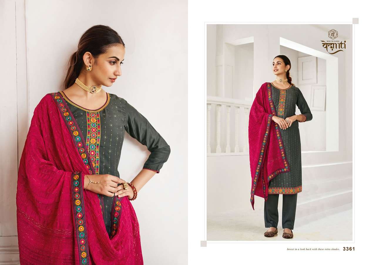 KIMAYA BY VEDANTI 3361 TO 3364 SERIES BEAUTIFUL SUITS COLORFUL STYLISH FANCY CASUAL WEAR & ETHNIC WEAR HEAVY PARAMPRA SILK DRESSES AT WHOLESALE PRICE