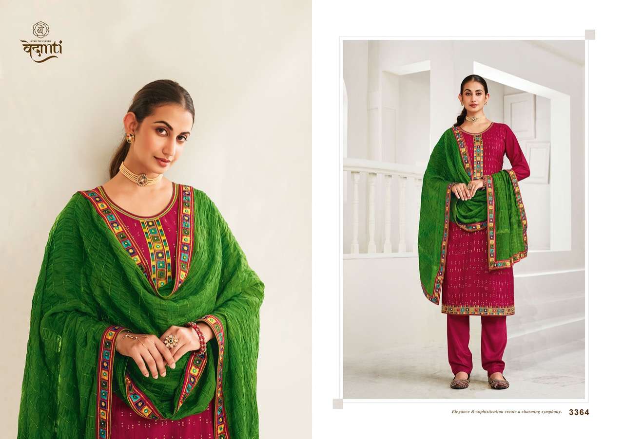 KIMAYA BY VEDANTI 3361 TO 3364 SERIES BEAUTIFUL SUITS COLORFUL STYLISH FANCY CASUAL WEAR & ETHNIC WEAR HEAVY PARAMPRA SILK DRESSES AT WHOLESALE PRICE