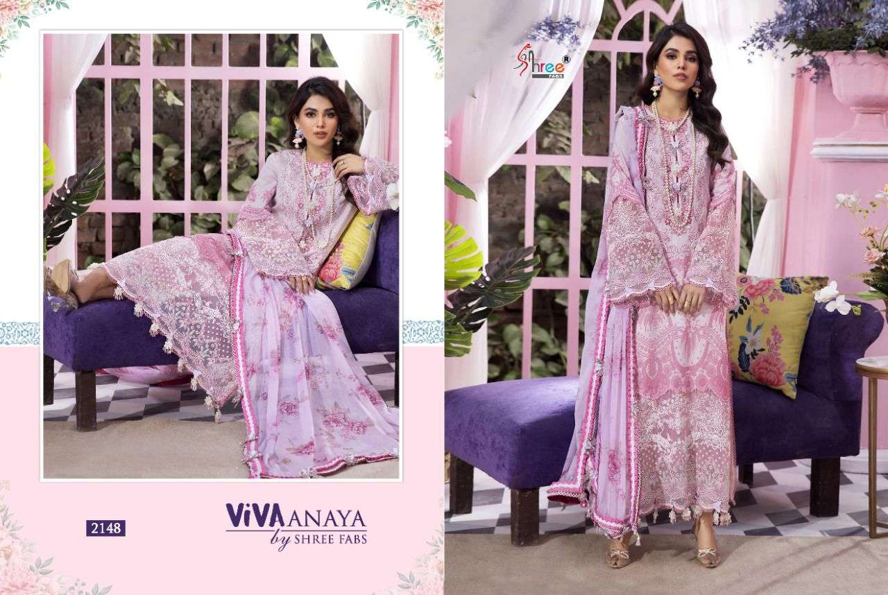 Viva Anaya By Shree Fabs 2147 To 2152 Series Beautiful Stylish Pakistani Suits Fancy Colorful Casual Wear & Ethnic Wear & Ready To Wear Pure Lawn Cotton Embroidery Dresses At Wholesale Price