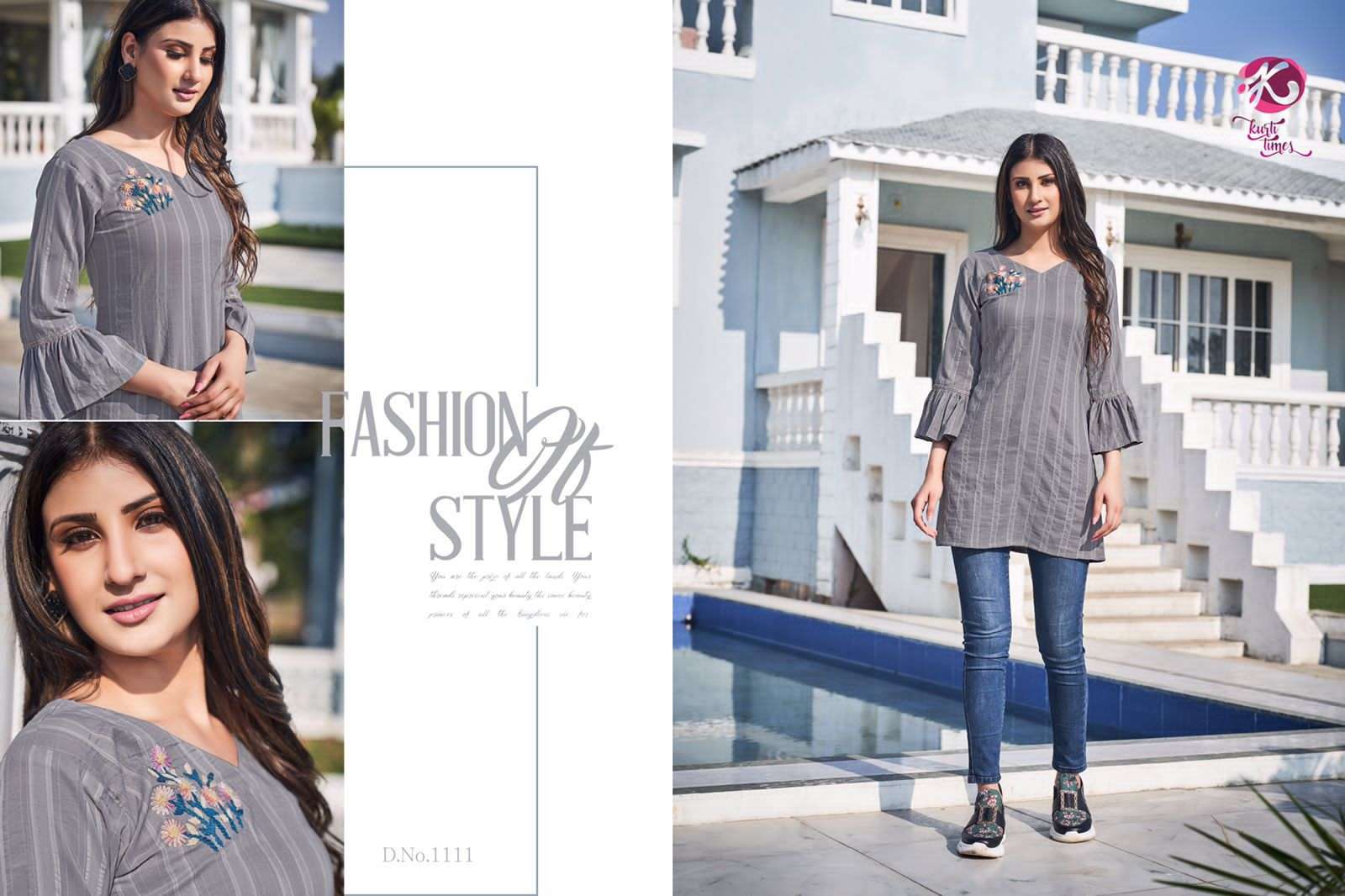 BLOOM BY KURTI TIMES 1111 TO 1114 SERIES DESIGNER STYLISH FANCY COLORFUL BEAUTIFUL PARTY WEAR & ETHNIC WEAR COLLECTION VISCOSE EMBROIDERY KURTIS AT WHOLESALE PRICE