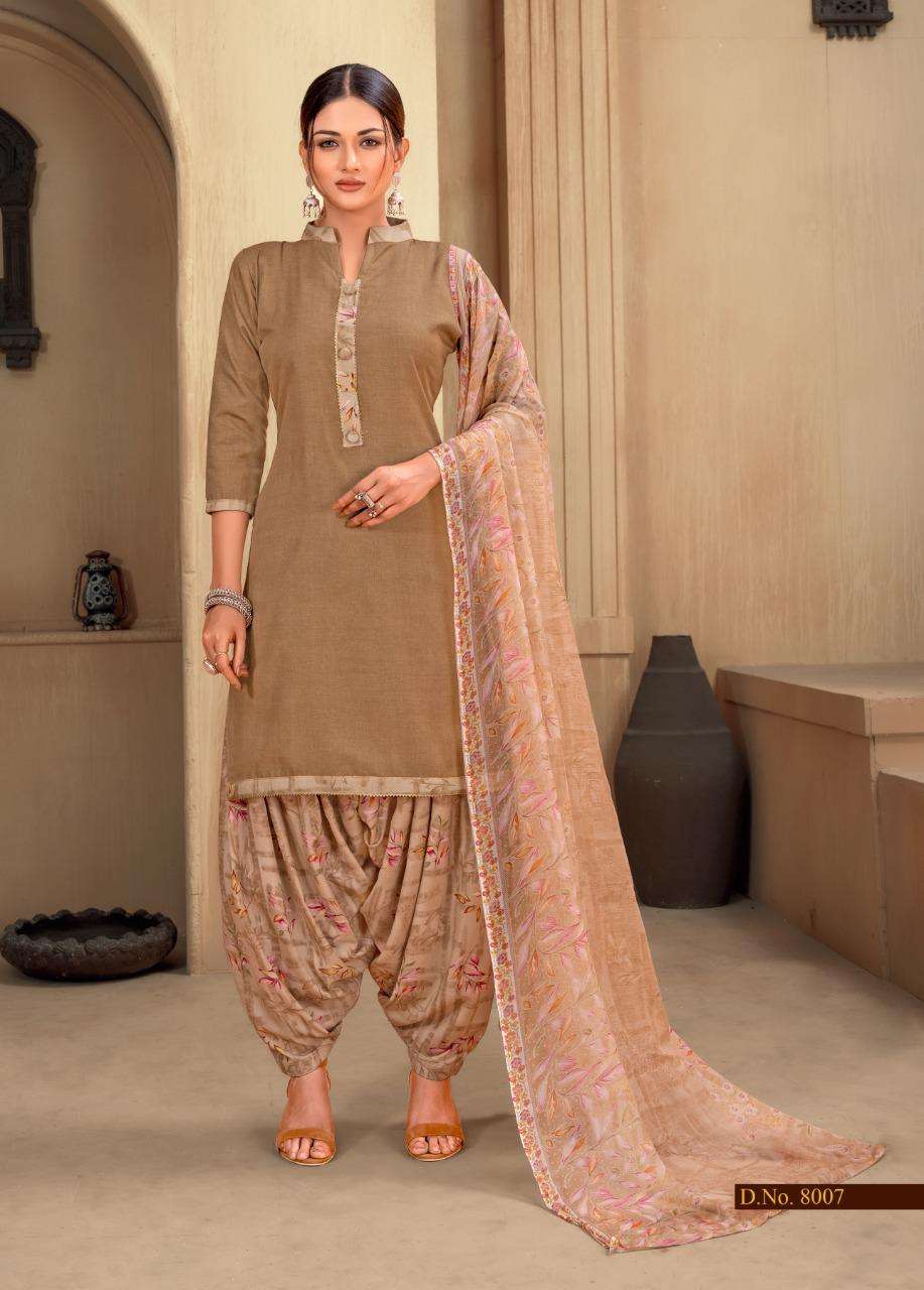 EKTA VOL-8 BY SHIV GORI SILK MILLS 8001 TO 8012 SERIES BEAUTIFUL STYLISH SUITS FANCY COLORFUL CASUAL WEAR & ETHNIC WEAR & READY TO WEAR HEAVY COTTON PRINTED DRESSES AT WHOLESALE PRICE
