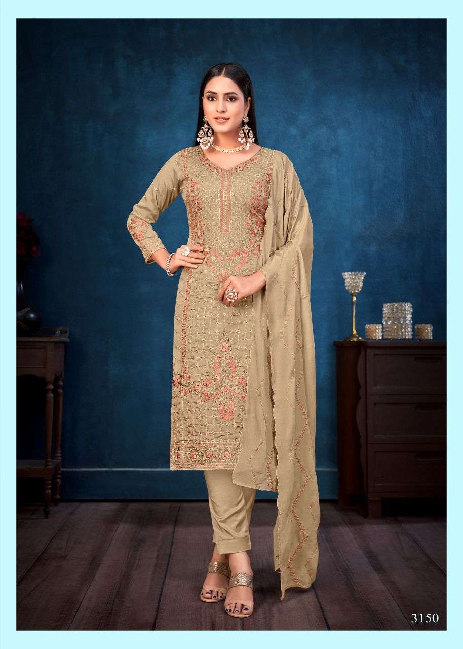 TAWAKKAL BY BELA FASHION 3150 TO 3156 SERIES BEAUTIFUL SUITS COLORFUL STYLISH FANCY CASUAL WEAR & ETHNIC WEAR CHINNON CHIFFON DRESSES AT WHOLESALE PRICE