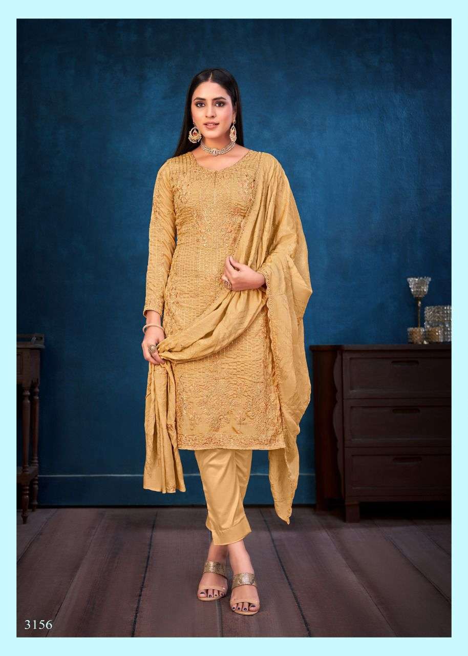 TAWAKKAL BY BELA FASHION 3150 TO 3156 SERIES BEAUTIFUL SUITS COLORFUL STYLISH FANCY CASUAL WEAR & ETHNIC WEAR CHINNON CHIFFON DRESSES AT WHOLESALE PRICE
