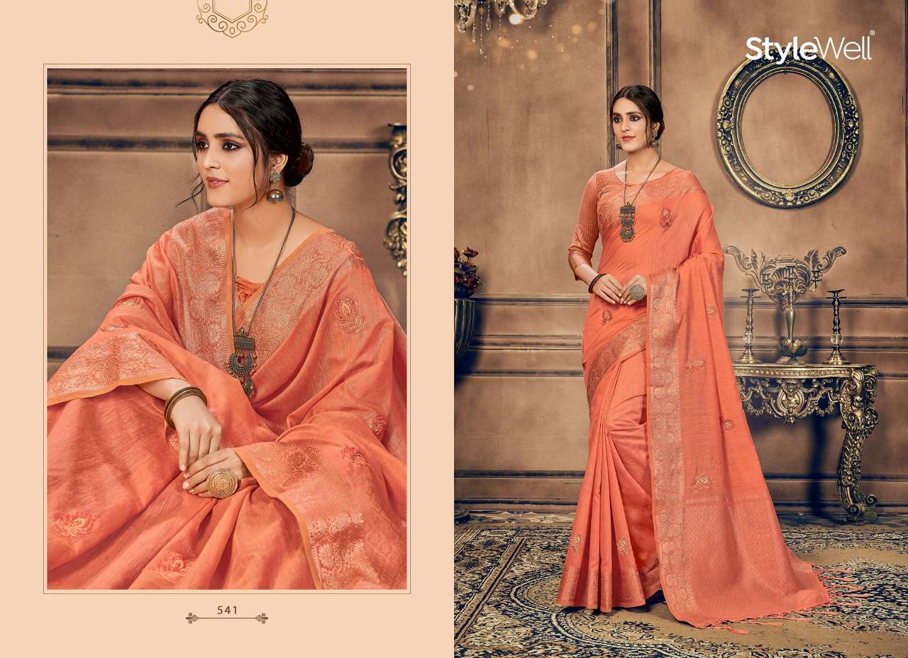 MORPANKH BY STYLEWELL 541 TO 546 SERIES INDIAN TRADITIONAL WEAR COLLECTION BEAUTIFUL STYLISH FANCY COLORFUL PARTY WEAR & OCCASIONAL WEAR JACQUARD COTTON SILK SAREES AT WHOLESALE PRICE