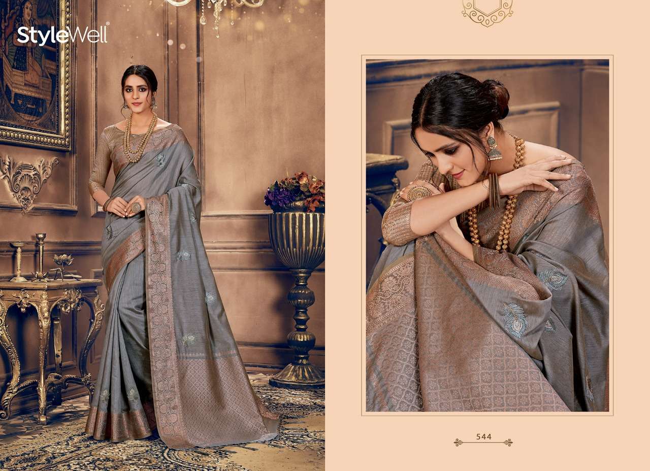 MORPANKH BY STYLEWELL 541 TO 546 SERIES INDIAN TRADITIONAL WEAR COLLECTION BEAUTIFUL STYLISH FANCY COLORFUL PARTY WEAR & OCCASIONAL WEAR JACQUARD COTTON SILK SAREES AT WHOLESALE PRICE