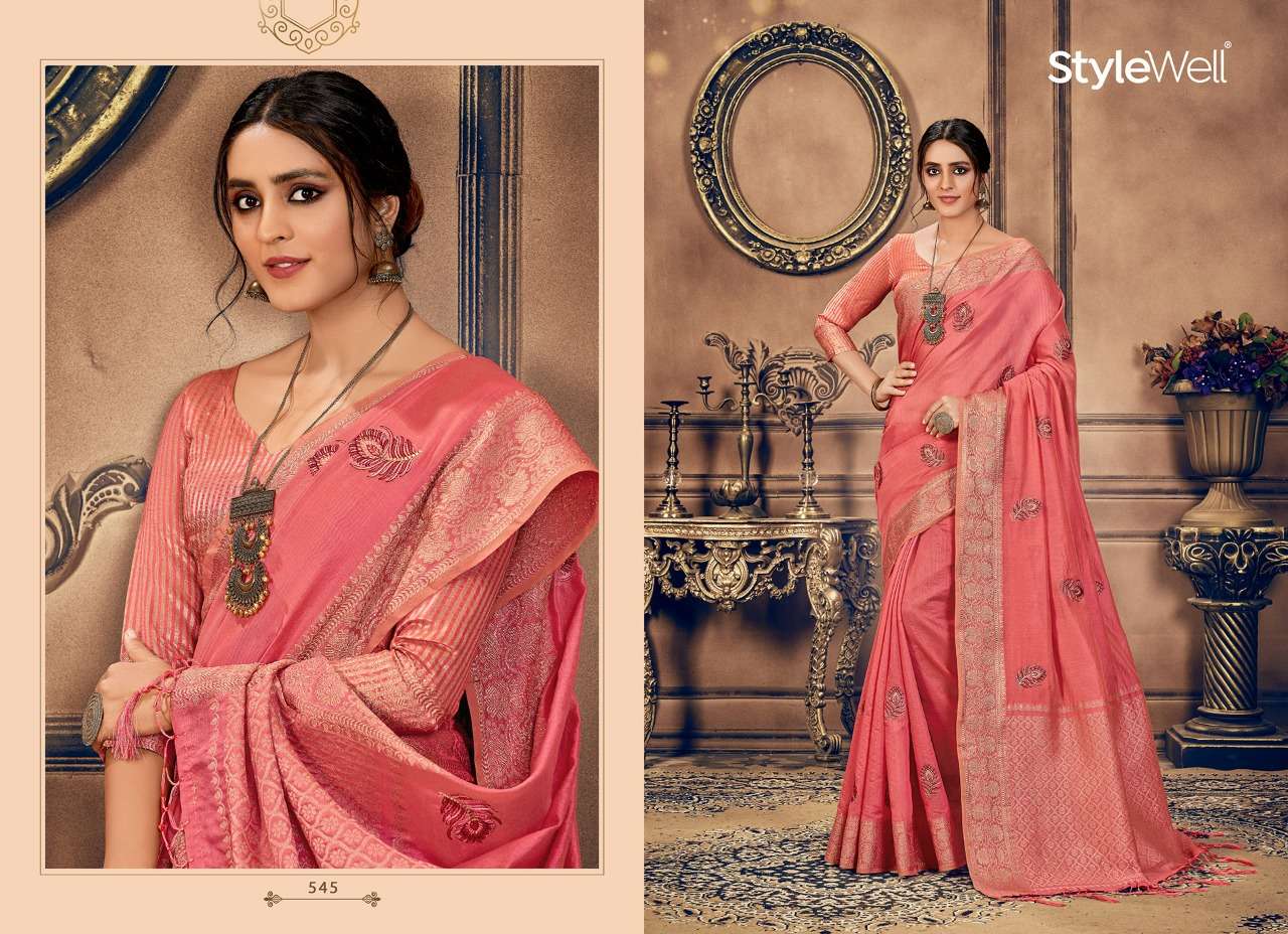 MORPANKH BY STYLEWELL 541 TO 546 SERIES INDIAN TRADITIONAL WEAR COLLECTION BEAUTIFUL STYLISH FANCY COLORFUL PARTY WEAR & OCCASIONAL WEAR JACQUARD COTTON SILK SAREES AT WHOLESALE PRICE