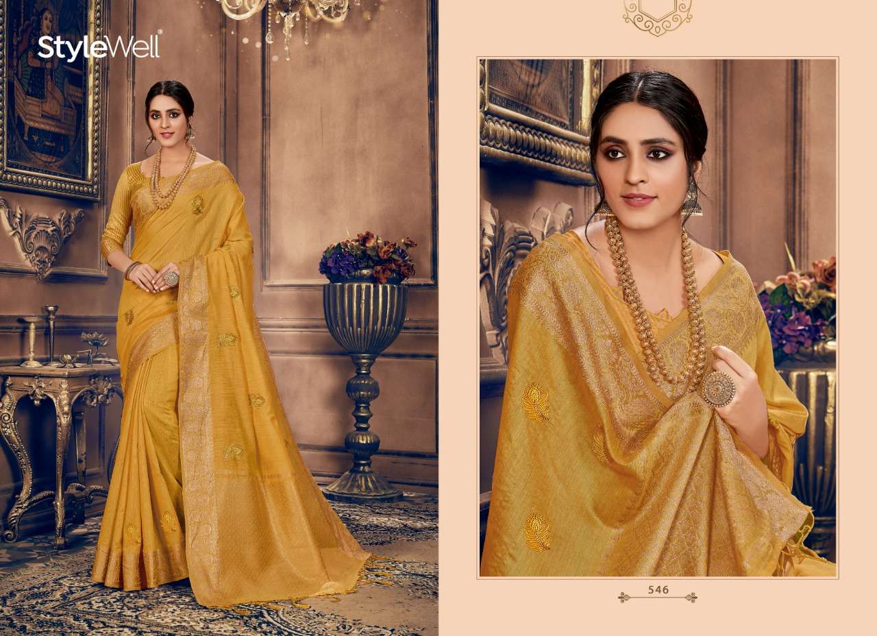 MORPANKH BY STYLEWELL 541 TO 546 SERIES INDIAN TRADITIONAL WEAR COLLECTION BEAUTIFUL STYLISH FANCY COLORFUL PARTY WEAR & OCCASIONAL WEAR JACQUARD COTTON SILK SAREES AT WHOLESALE PRICE