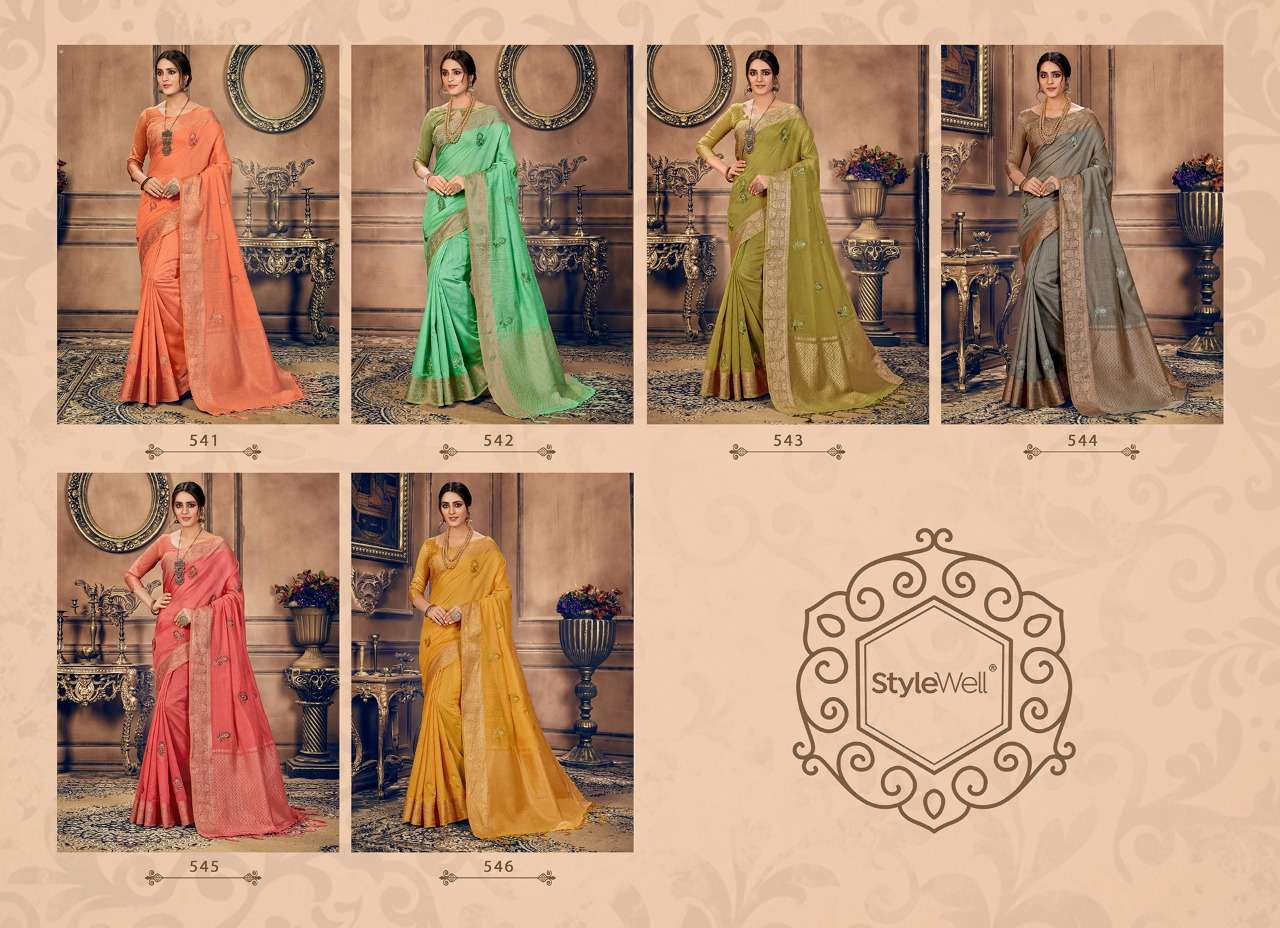 MORPANKH BY STYLEWELL 541 TO 546 SERIES INDIAN TRADITIONAL WEAR COLLECTION BEAUTIFUL STYLISH FANCY COLORFUL PARTY WEAR & OCCASIONAL WEAR JACQUARD COTTON SILK SAREES AT WHOLESALE PRICE