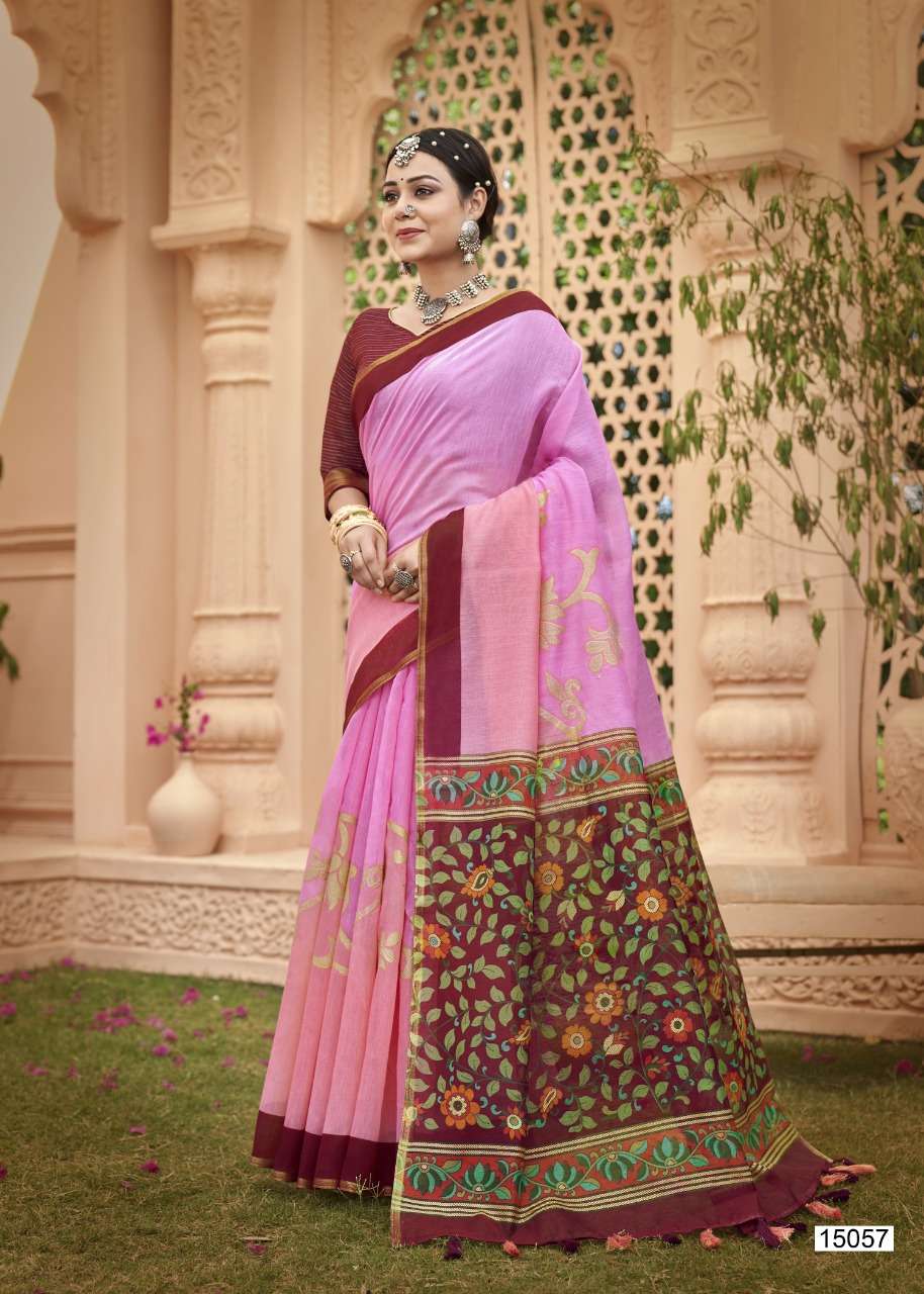 KANYASHI BY TRIVENI 15051 TO 15058 SERIES INDIAN TRADITIONAL WEAR COLLECTION BEAUTIFUL STYLISH FANCY COLORFUL PARTY WEAR & OCCASIONAL WEAR COTTON PRINT SAREES AT WHOLESALE PRICE