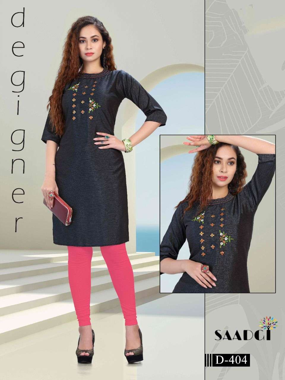 DUSTER BY SAADGI 401 TO 410 SERIES DESIGNER STYLISH FANCY COLORFUL BEAUTIFUL PARTY WEAR & ETHNIC WEAR COLLECTION SLUB EMBROIDERY KURTIS AT WHOLESALE PRICE