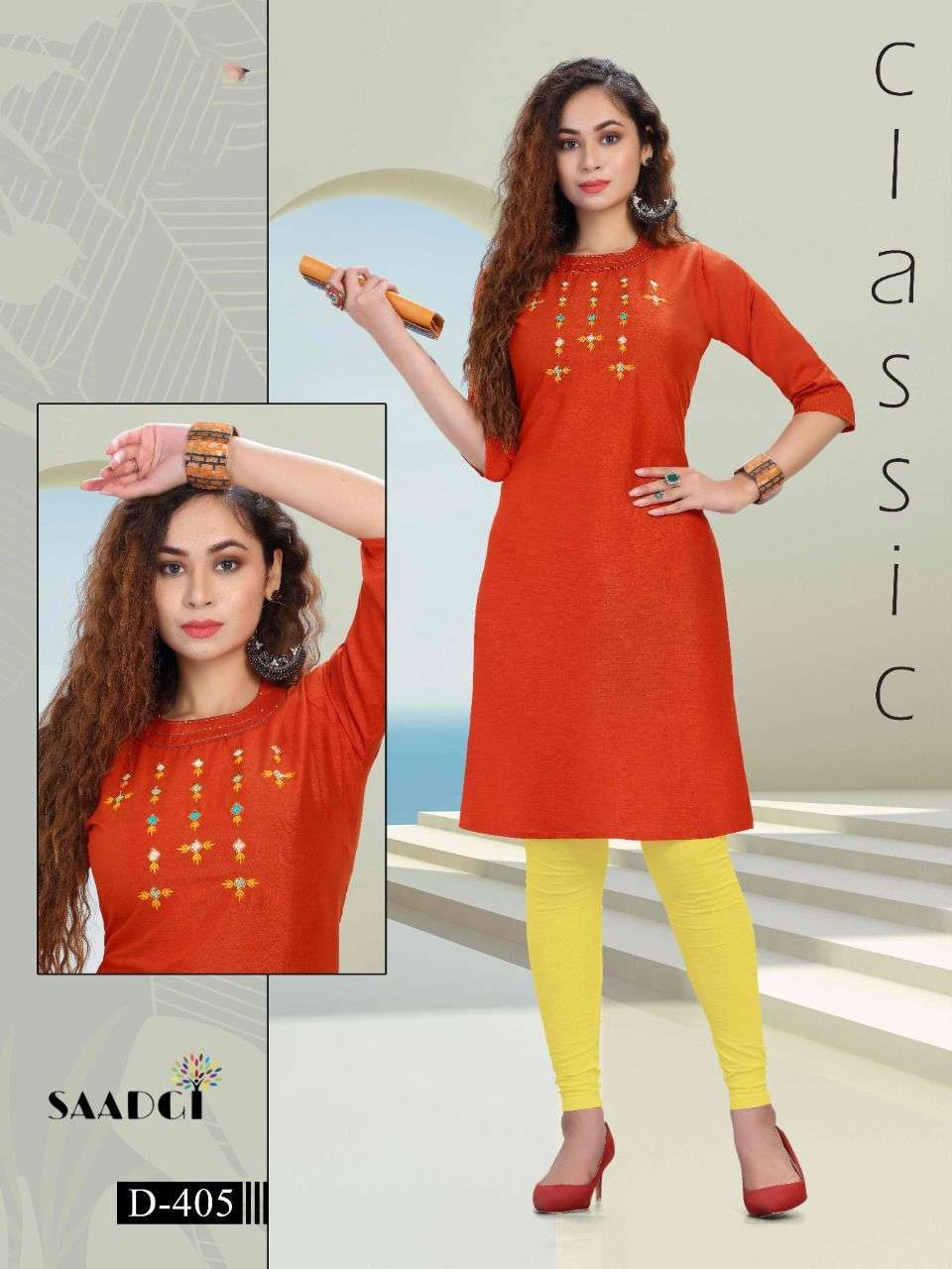 DUSTER BY SAADGI 401 TO 410 SERIES DESIGNER STYLISH FANCY COLORFUL BEAUTIFUL PARTY WEAR & ETHNIC WEAR COLLECTION SLUB EMBROIDERY KURTIS AT WHOLESALE PRICE