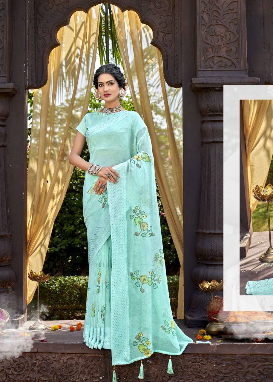 SUNRISE BY VALLABHI PRINTS 15311 TO 15318 SERIES INDIAN TRADITIONAL WEAR COLLECTION BEAUTIFUL STYLISH FANCY COLORFUL PARTY WEAR & OCCASIONAL WEAR GEORGETTE PRINTS SAREES AT WHOLESALE PRICE