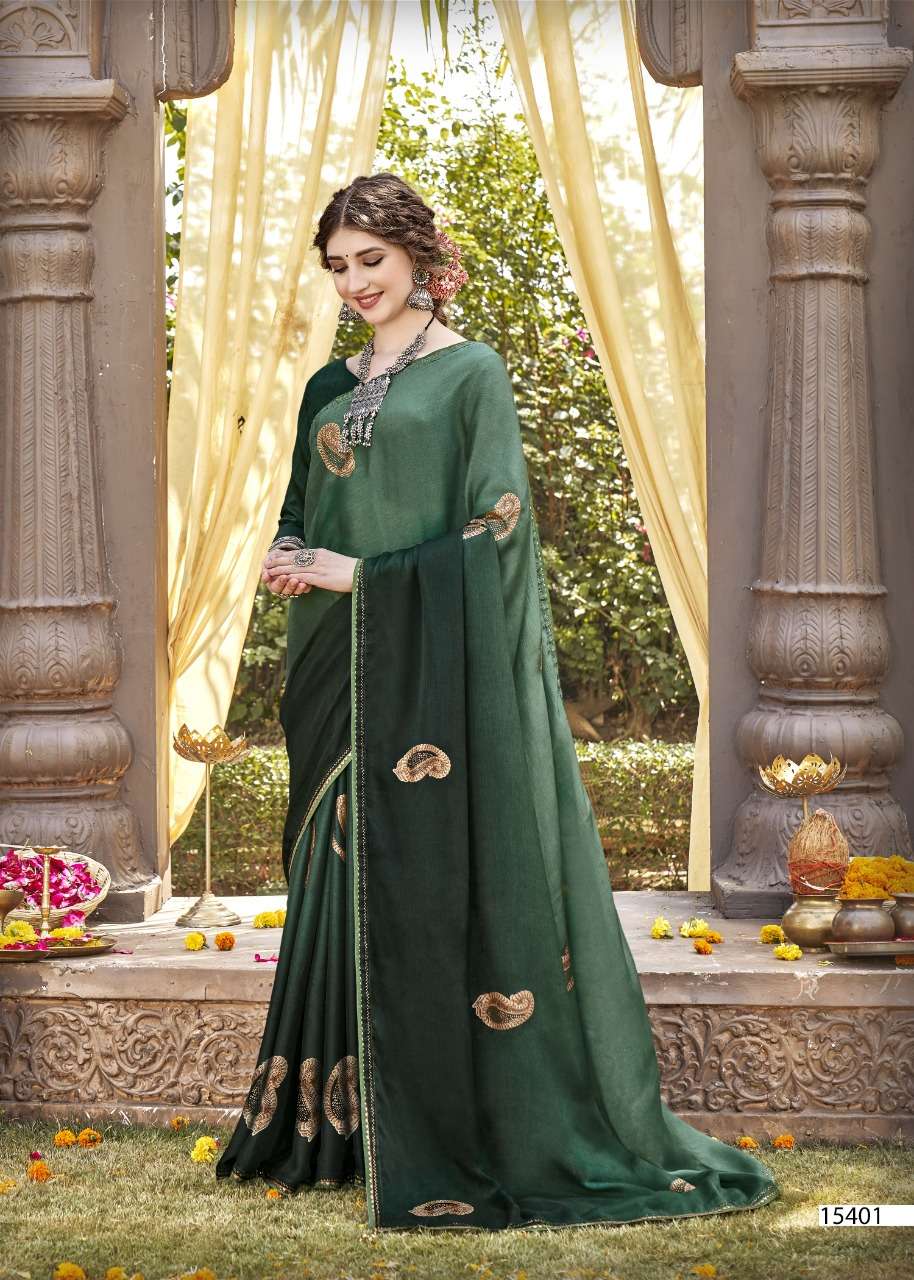 SHOBHITA BY VALLABHI PRINTS 15401 TO 15408 SERIES INDIAN TRADITIONAL WEAR COLLECTION BEAUTIFUL STYLISH FANCY COLORFUL PARTY WEAR & OCCASIONAL WEAR CHIFFON SAREES AT WHOLESALE PRICE