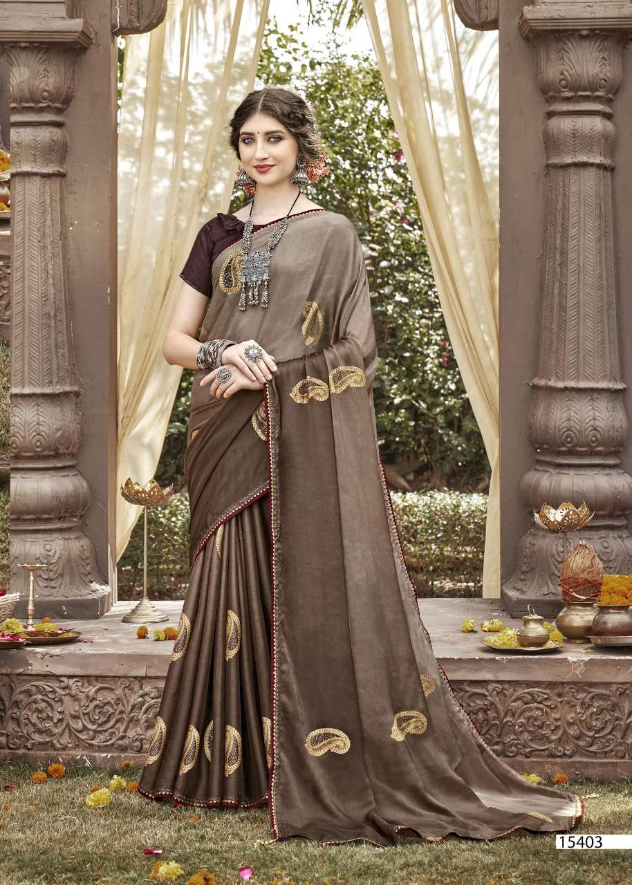 SHOBHITA BY VALLABHI PRINTS 15401 TO 15408 SERIES INDIAN TRADITIONAL WEAR COLLECTION BEAUTIFUL STYLISH FANCY COLORFUL PARTY WEAR & OCCASIONAL WEAR CHIFFON SAREES AT WHOLESALE PRICE