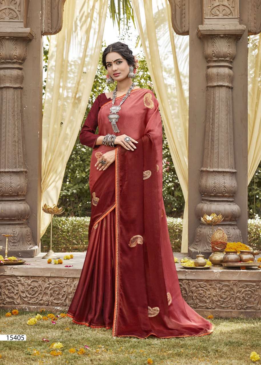 SHOBHITA BY VALLABHI PRINTS 15401 TO 15408 SERIES INDIAN TRADITIONAL WEAR COLLECTION BEAUTIFUL STYLISH FANCY COLORFUL PARTY WEAR & OCCASIONAL WEAR CHIFFON SAREES AT WHOLESALE PRICE