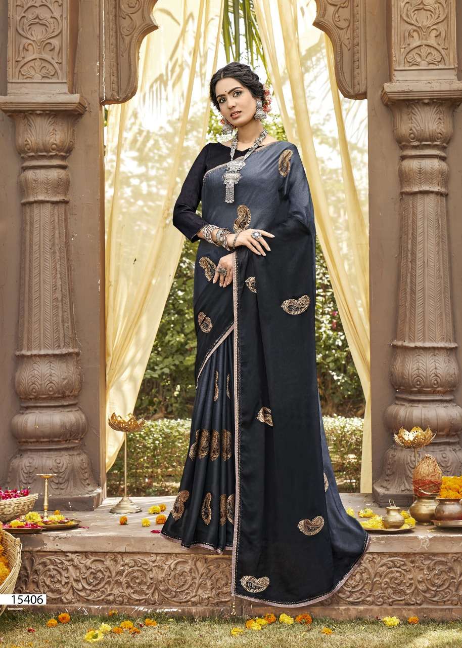 SHOBHITA BY VALLABHI PRINTS 15401 TO 15408 SERIES INDIAN TRADITIONAL WEAR COLLECTION BEAUTIFUL STYLISH FANCY COLORFUL PARTY WEAR & OCCASIONAL WEAR CHIFFON SAREES AT WHOLESALE PRICE