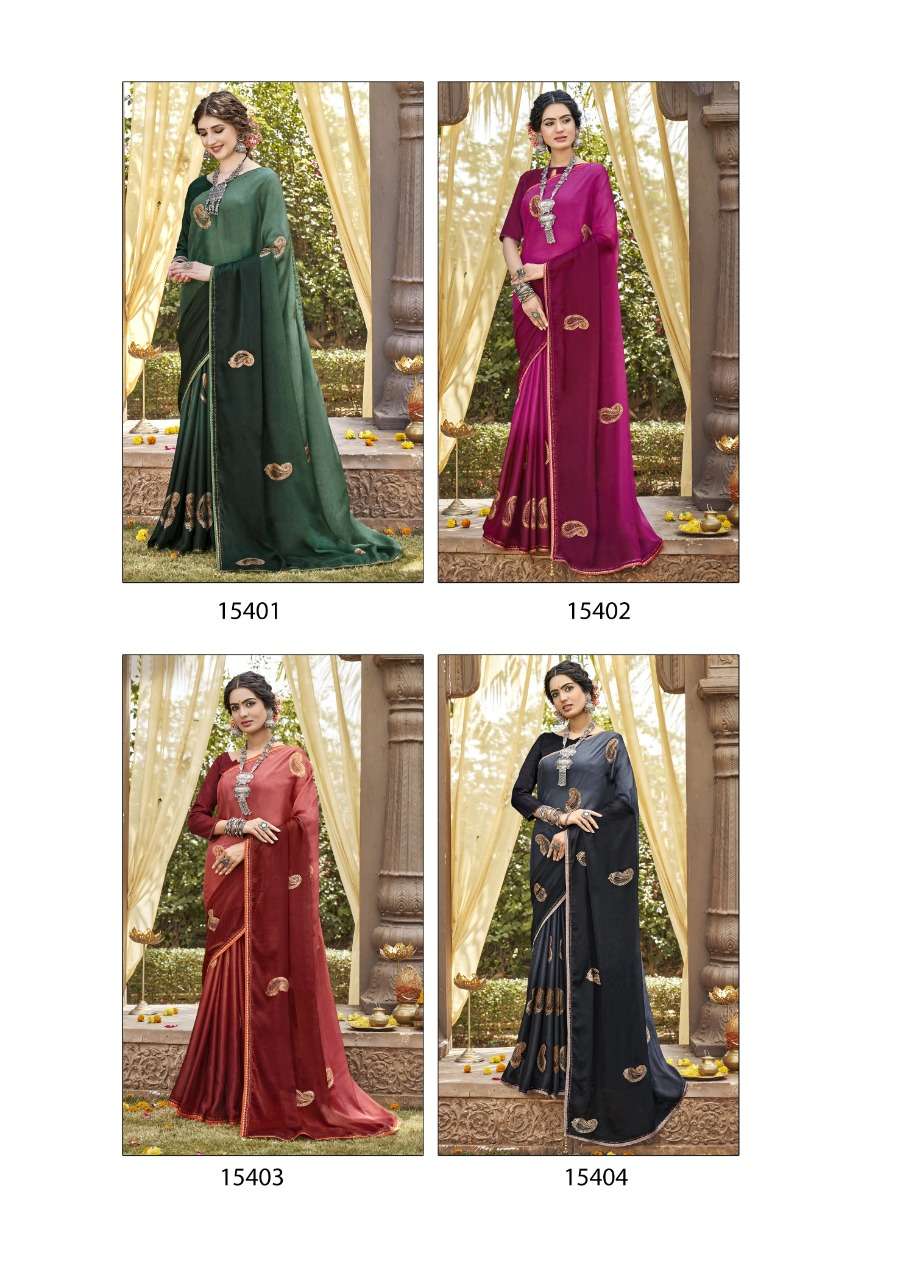 SHOBHITA BY VALLABHI PRINTS 15401 TO 15408 SERIES INDIAN TRADITIONAL WEAR COLLECTION BEAUTIFUL STYLISH FANCY COLORFUL PARTY WEAR & OCCASIONAL WEAR CHIFFON SAREES AT WHOLESALE PRICE