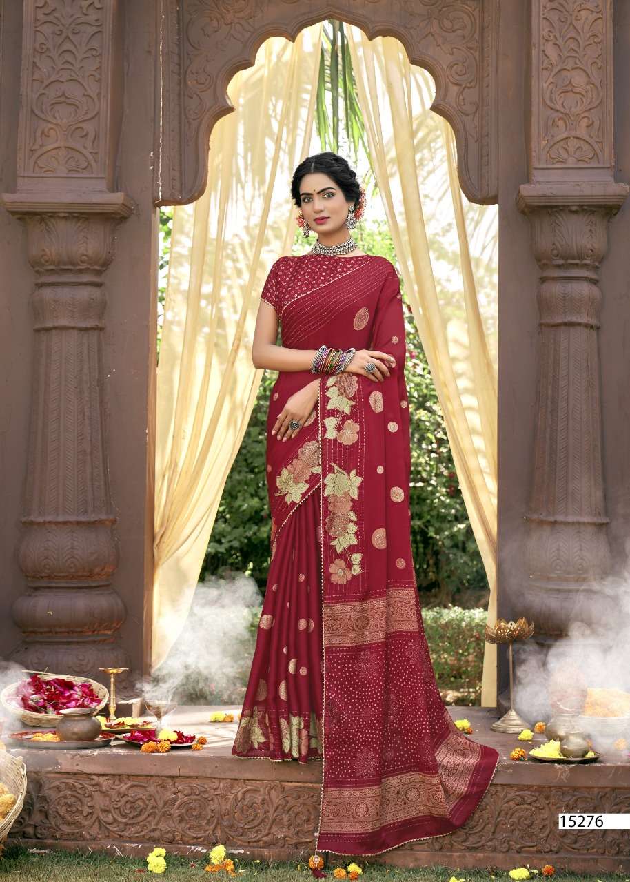 SAMUNDAR BY VALLABHI PRINTS 15271 TO 15278 SERIES INDIAN TRADITIONAL WEAR COLLECTION BEAUTIFUL STYLISH FANCY COLORFUL PARTY WEAR & OCCASIONAL WEAR CHIFFON PRINT SAREES AT WHOLESALE PRICE
