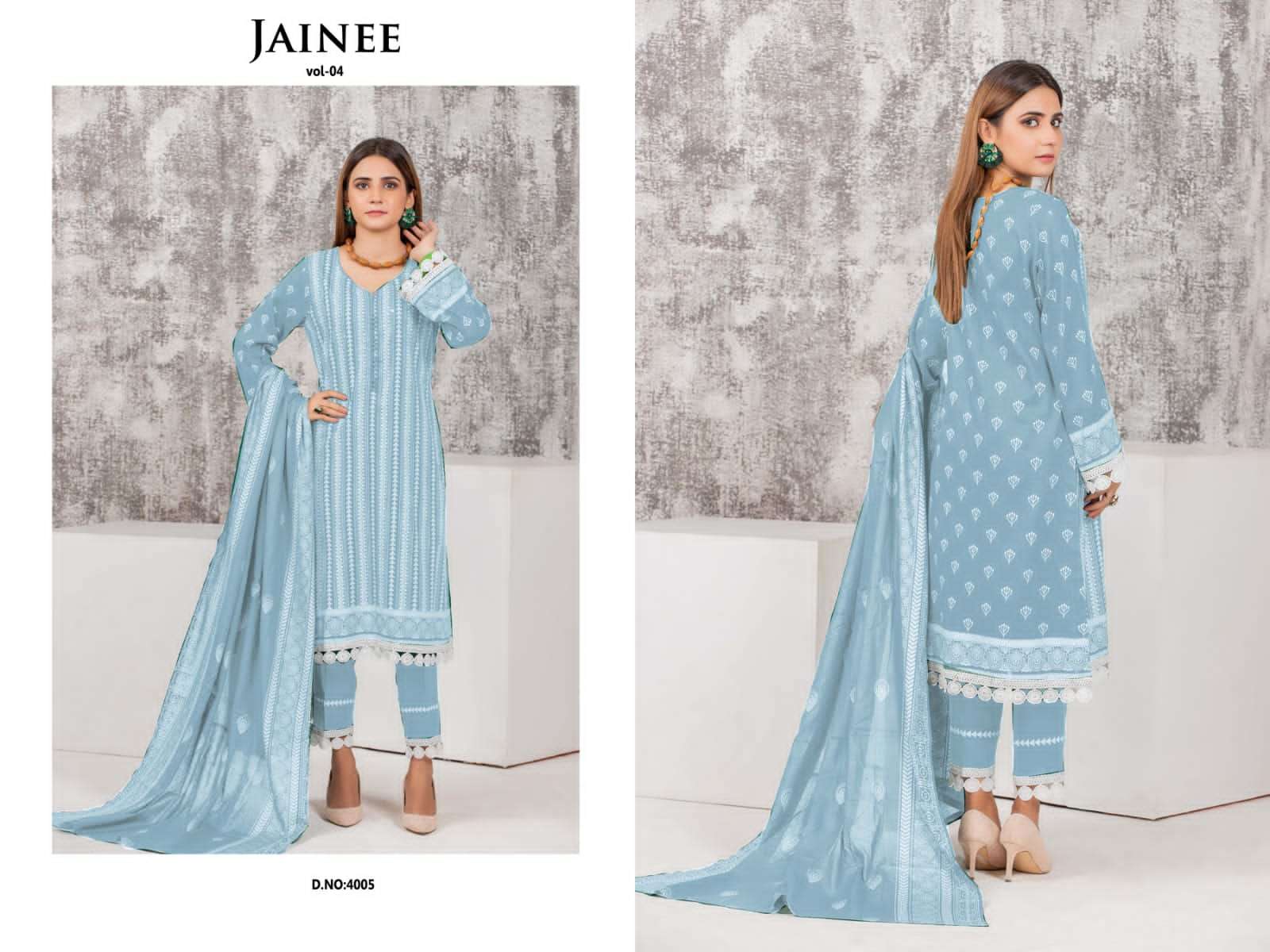 JAINEE VOL-4 BY AGHA NOOR 4001 TO 4006 SERIES BEAUTIFUL SUITS COLORFUL STYLISH FANCY CASUAL WEAR & ETHNIC WEAR LAWN COTTON DIGITAL PRINT DRESSES AT WHOLESALE PRICE