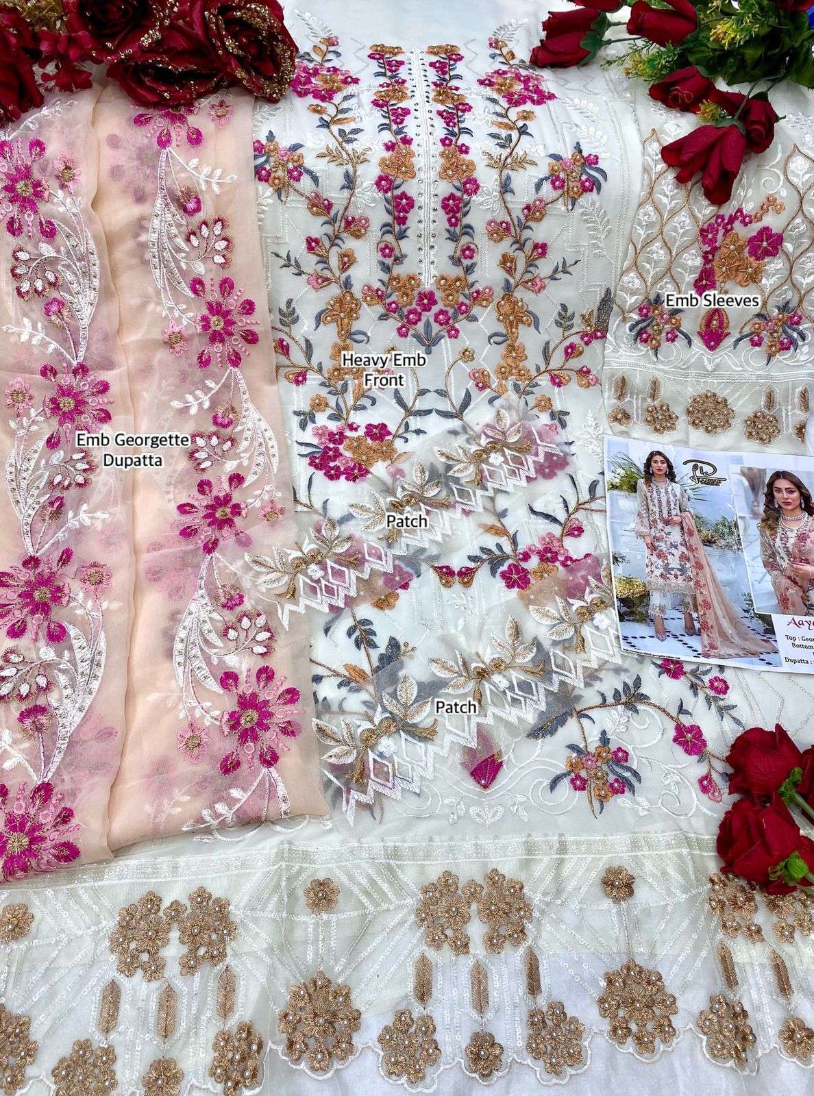 AAYARA 32 BY LAAIBAH DESIGNER BEAUTIFUL STYLISH PAKISATNI SUITS FANCY COLORFUL CASUAL WEAR & ETHNIC WEAR & READY TO WEAR GEORGETTE WITH EMBROIDERY DRESSES AT WHOLESALE PRICE