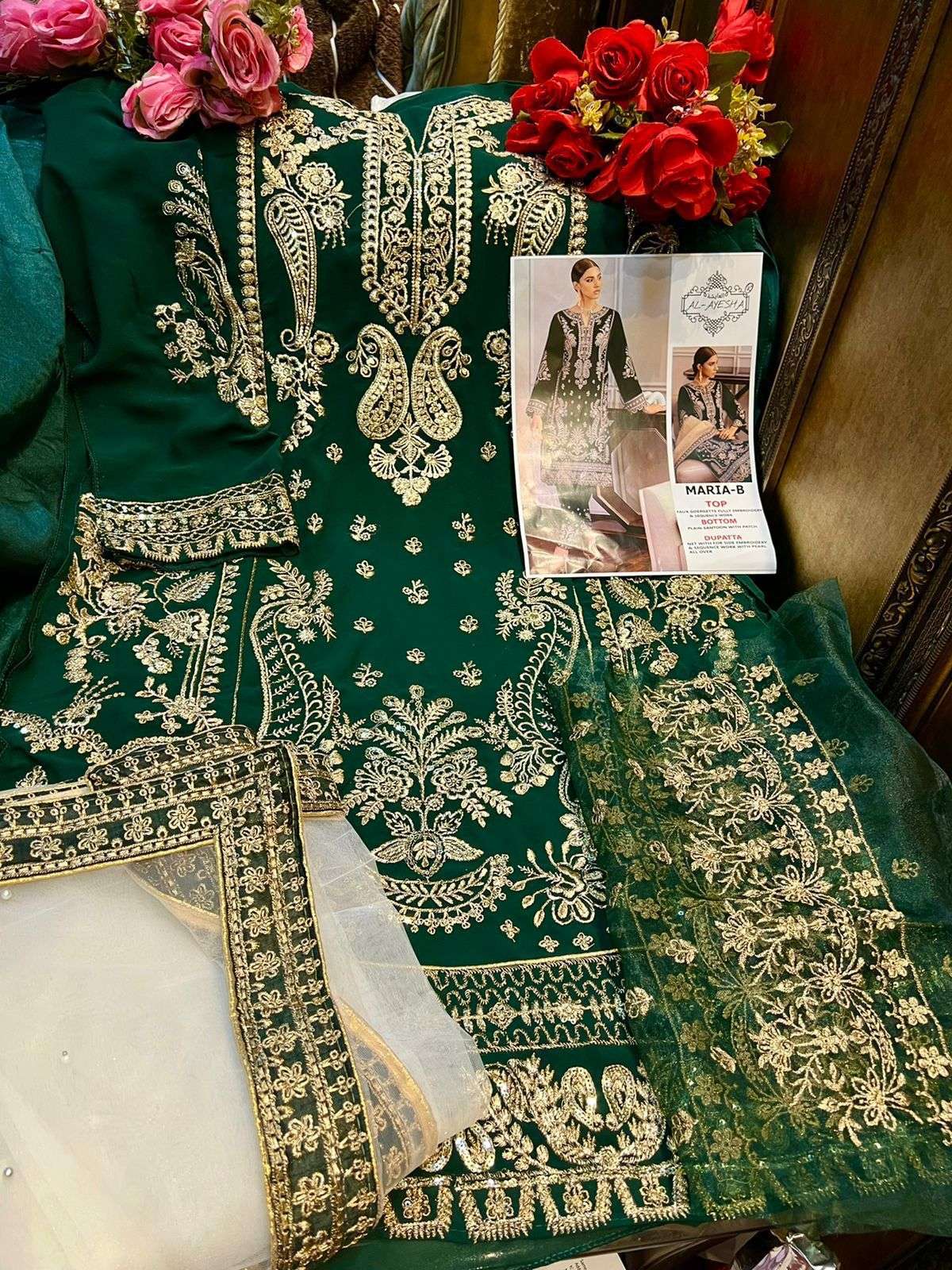 MARIA-B BY AL AYESHA A TO D SERIES DESIGNER PAKISTANI WEAR COLLECTION BEAUTIFUL STYLISH FANCY COLORFUL PARTY WEAR & OCCASIONAL WEAR FAUX GEORGETTE EMBROIDERED DRESSES AT WHOLESALE PRICE
