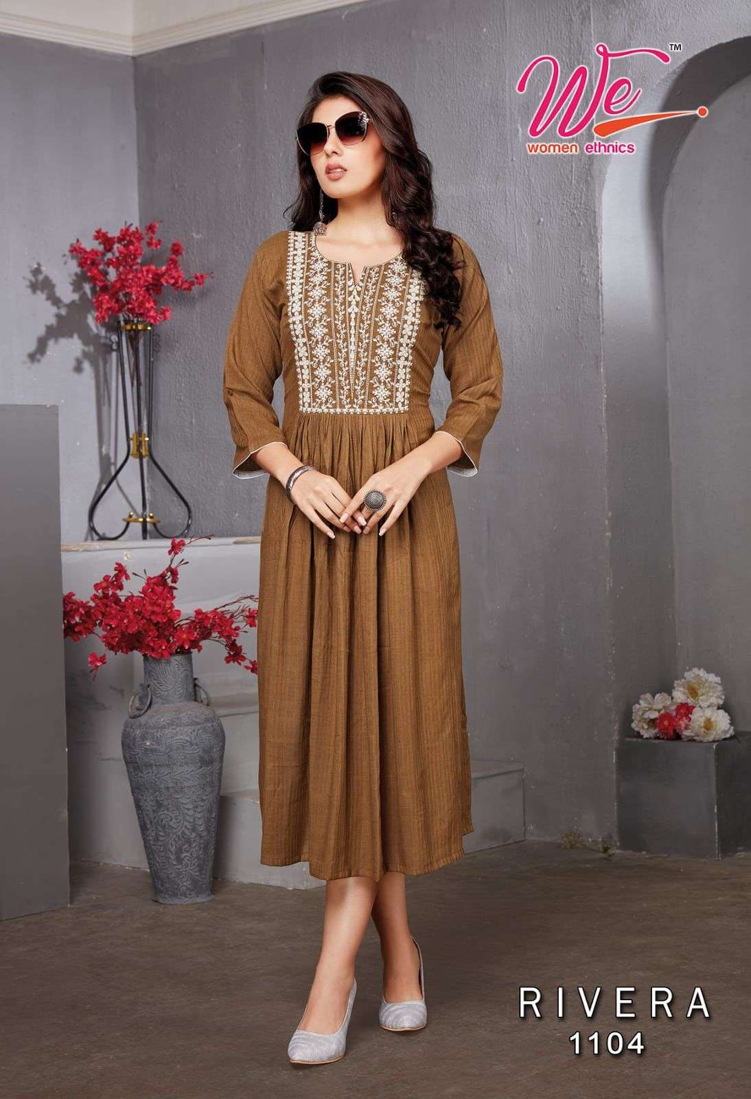 RIVERA BY WOMEN ETHNICS 1101 TO 1106 SERIES DESIGNER STYLISH FANCY COLORFUL BEAUTIFUL PARTY WEAR & ETHNIC WEAR COLLECTION LINING WEAVING KURTIS AT WHOLESALE PRICE