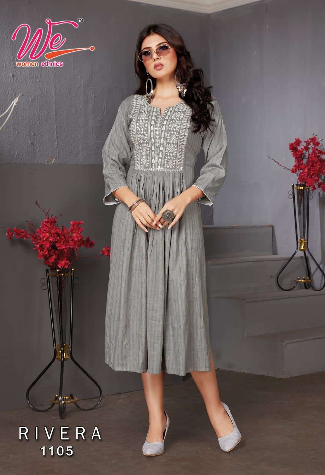 RIVERA BY WOMEN ETHNICS 1101 TO 1106 SERIES DESIGNER STYLISH FANCY COLORFUL BEAUTIFUL PARTY WEAR & ETHNIC WEAR COLLECTION LINING WEAVING KURTIS AT WHOLESALE PRICE