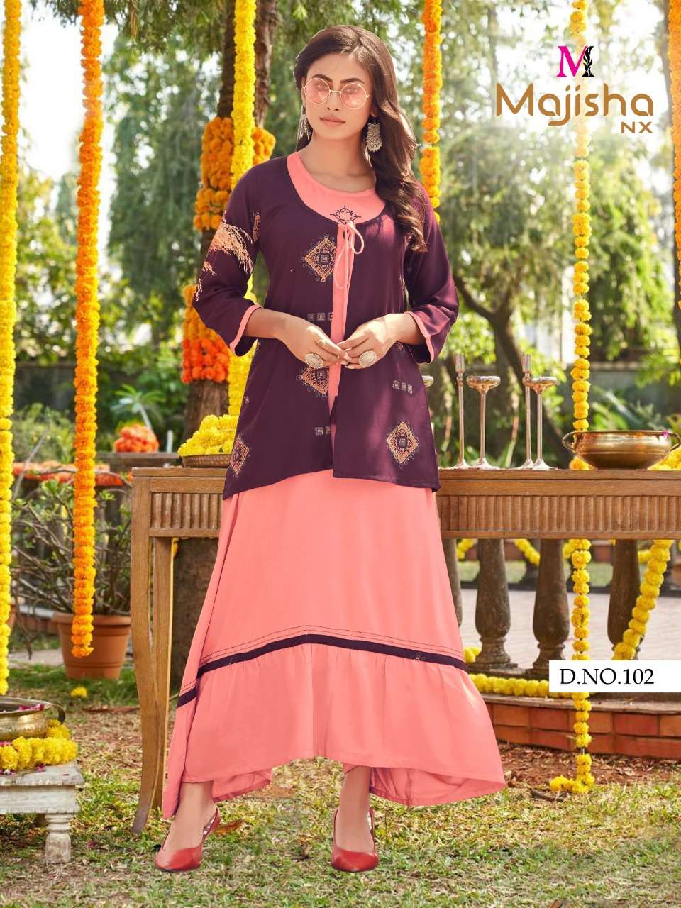FLORA BY MAJISHA NX 101 TO 108 SERIES DESIGNER STYLISH FANCY COLORFUL BEAUTIFUL PARTY WEAR & ETHNIC WEAR COLLECTION RAYON PRINT KURTIS WITH KOTI AT WHOLESALE PRICE