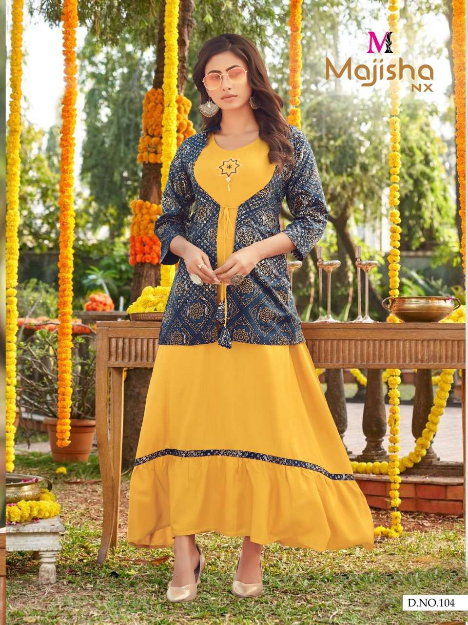 FLORA BY MAJISHA NX 101 TO 108 SERIES DESIGNER STYLISH FANCY COLORFUL BEAUTIFUL PARTY WEAR & ETHNIC WEAR COLLECTION RAYON PRINT KURTIS WITH KOTI AT WHOLESALE PRICE
