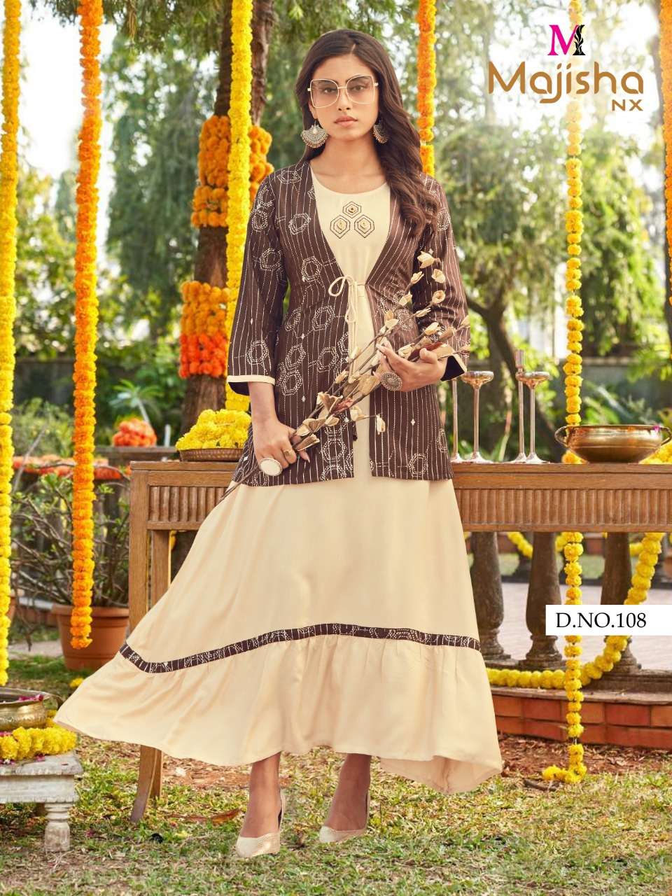 FLORA BY MAJISHA NX 101 TO 108 SERIES DESIGNER STYLISH FANCY COLORFUL BEAUTIFUL PARTY WEAR & ETHNIC WEAR COLLECTION RAYON PRINT KURTIS WITH KOTI AT WHOLESALE PRICE