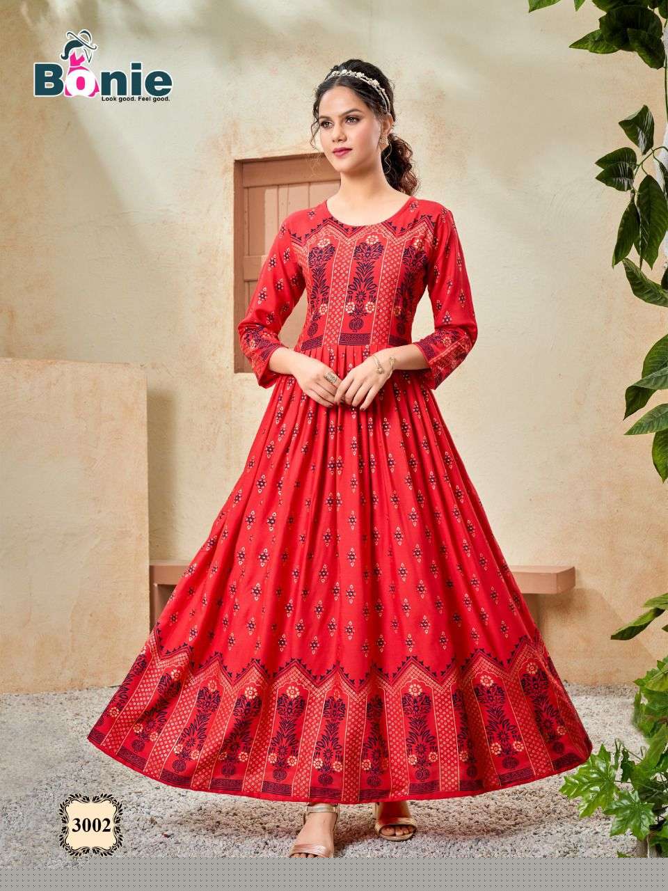 SENORITA VOL-3 BY BONIE 3001 TO 3008 SERIES BEAUTIFUL STYLISH FANCY COLORFUL CASUAL WEAR & ETHNIC WEAR HEAVY RAYON GOWNS AT WHOLESALE PRICE