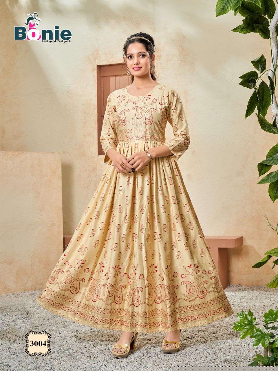 SENORITA VOL-3 BY BONIE 3001 TO 3008 SERIES BEAUTIFUL STYLISH FANCY COLORFUL CASUAL WEAR & ETHNIC WEAR HEAVY RAYON GOWNS AT WHOLESALE PRICE