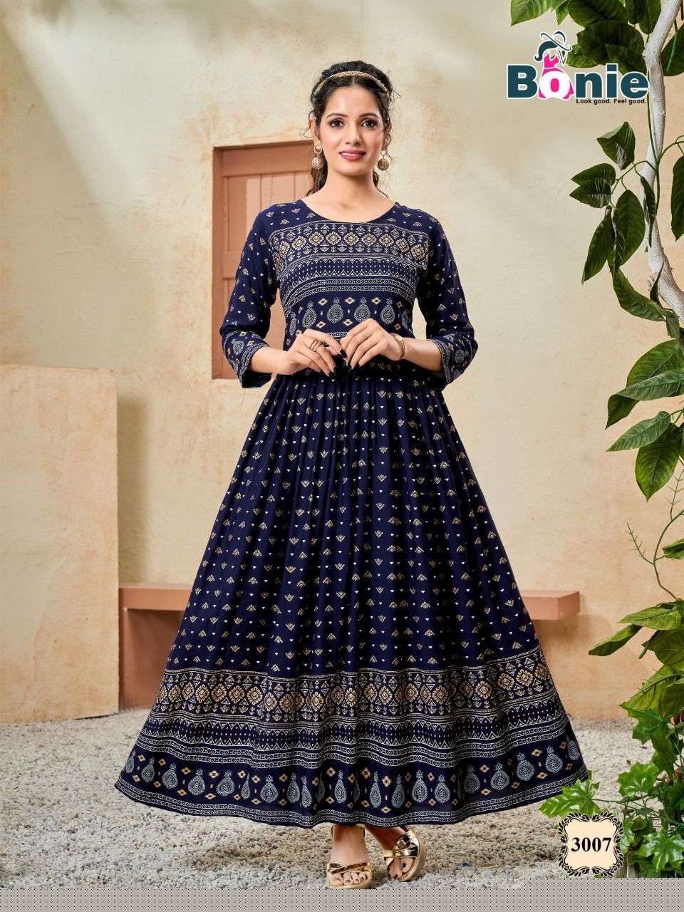 SENORITA VOL-3 BY BONIE 3001 TO 3008 SERIES BEAUTIFUL STYLISH FANCY COLORFUL CASUAL WEAR & ETHNIC WEAR HEAVY RAYON GOWNS AT WHOLESALE PRICE