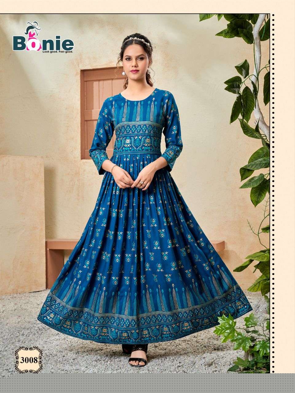 SENORITA VOL-3 BY BONIE 3001 TO 3008 SERIES BEAUTIFUL STYLISH FANCY COLORFUL CASUAL WEAR & ETHNIC WEAR HEAVY RAYON GOWNS AT WHOLESALE PRICE