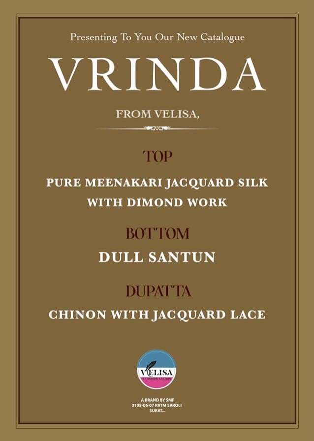VRINDA BY VELISA 201 TO 204 SERIES BEAUTIFUL SUITS COLORFUL STYLISH FANCY CASUAL WEAR & ETHNIC WEAR PURE JACQUARD SILK DRESSES AT WHOLESALE PRICE